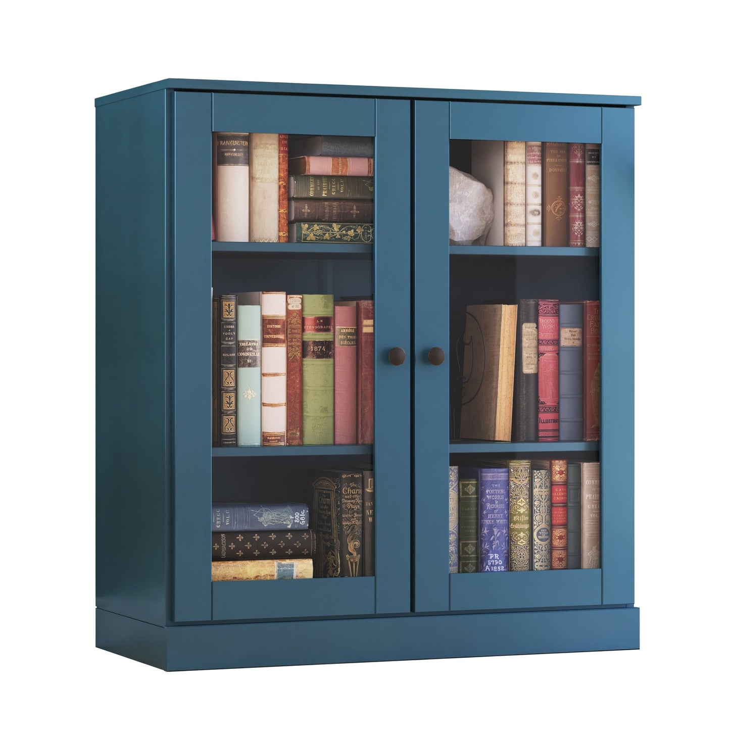 Bibliothèque 100 % bois massif à 3 étagères avec portes en option par Palace Imports