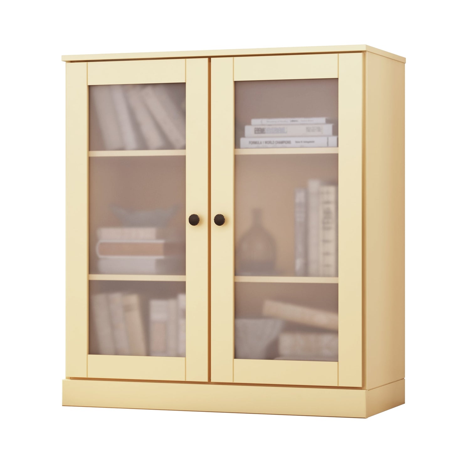 Bibliothèque 100 % bois massif à 3 étagères avec portes en option par Palace Imports