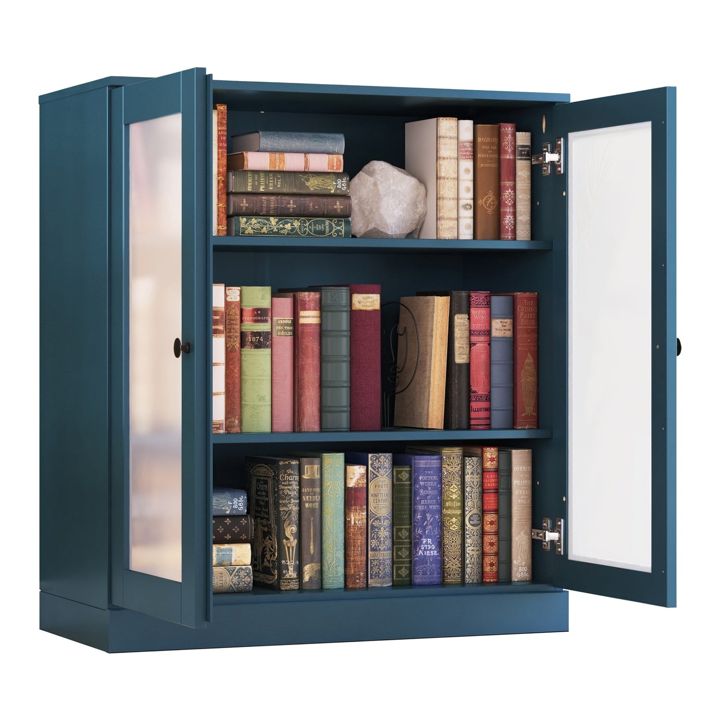 Bibliothèque 100 % bois massif à 3 étagères avec portes en option par Palace Imports