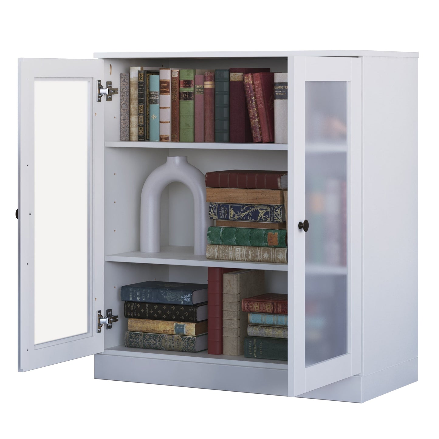 Bibliothèque 100 % bois massif à 3 étagères avec portes en option par Palace Imports