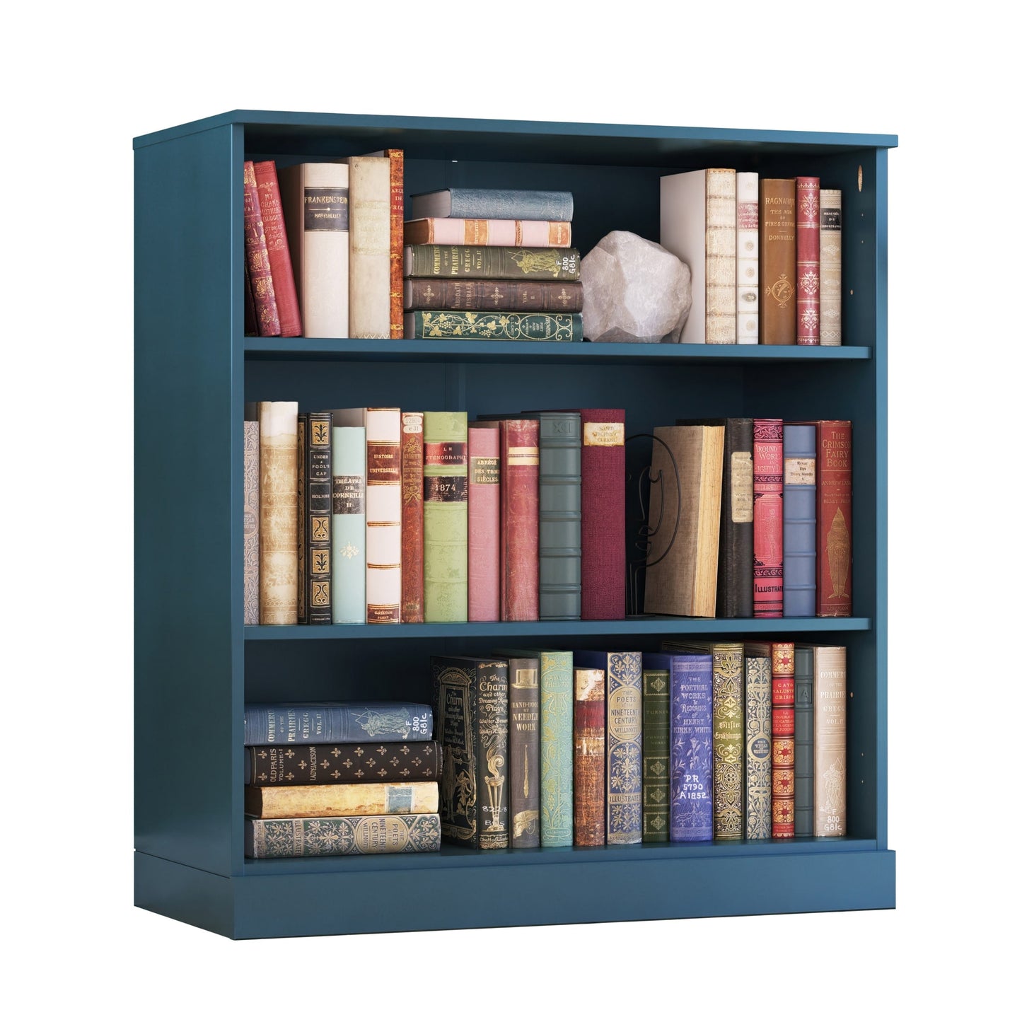 Bibliothèque 100 % bois massif à 3 étagères avec portes en option par Palace Imports