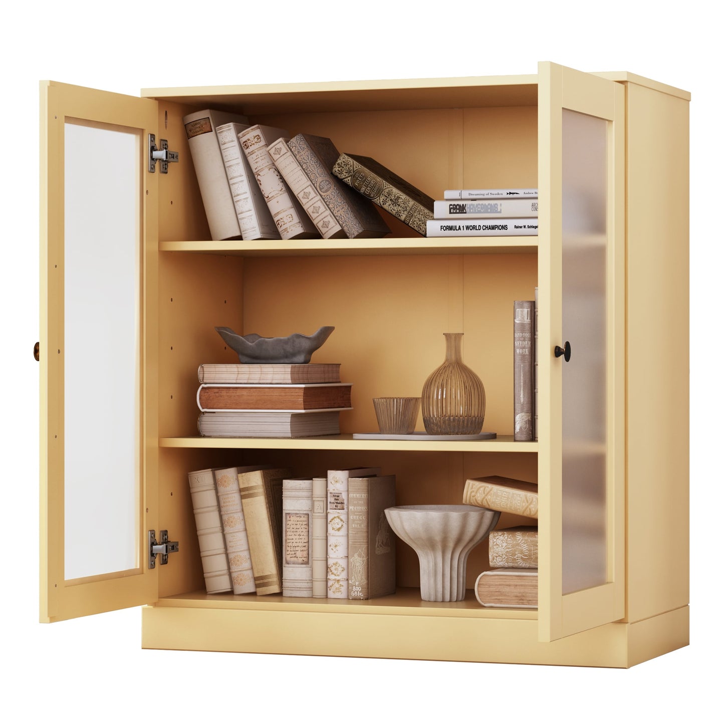 Bibliothèque 100 % bois massif à 3 étagères avec portes en option par Palace Imports