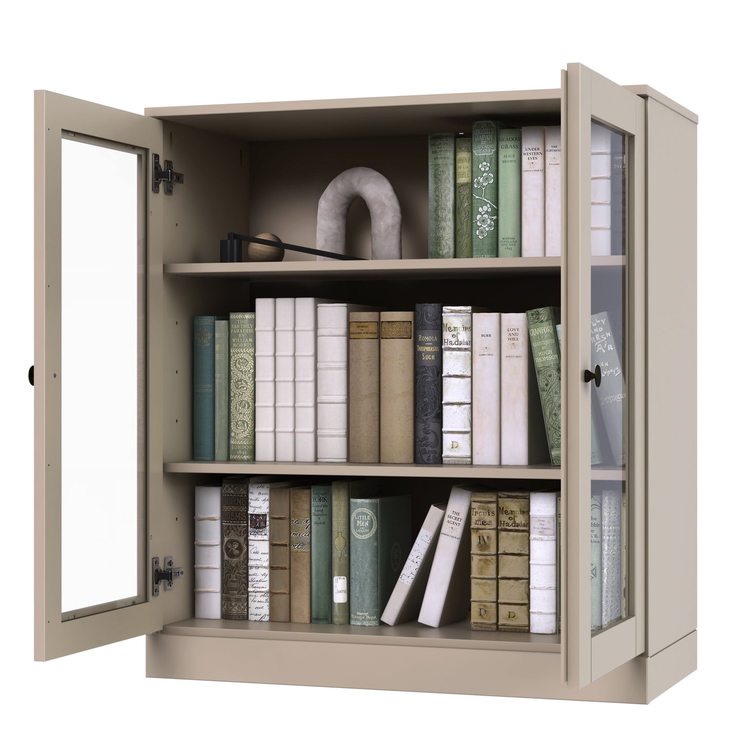 Bibliothèque 100 % bois massif à 3 étagères avec portes en option par Palace Imports