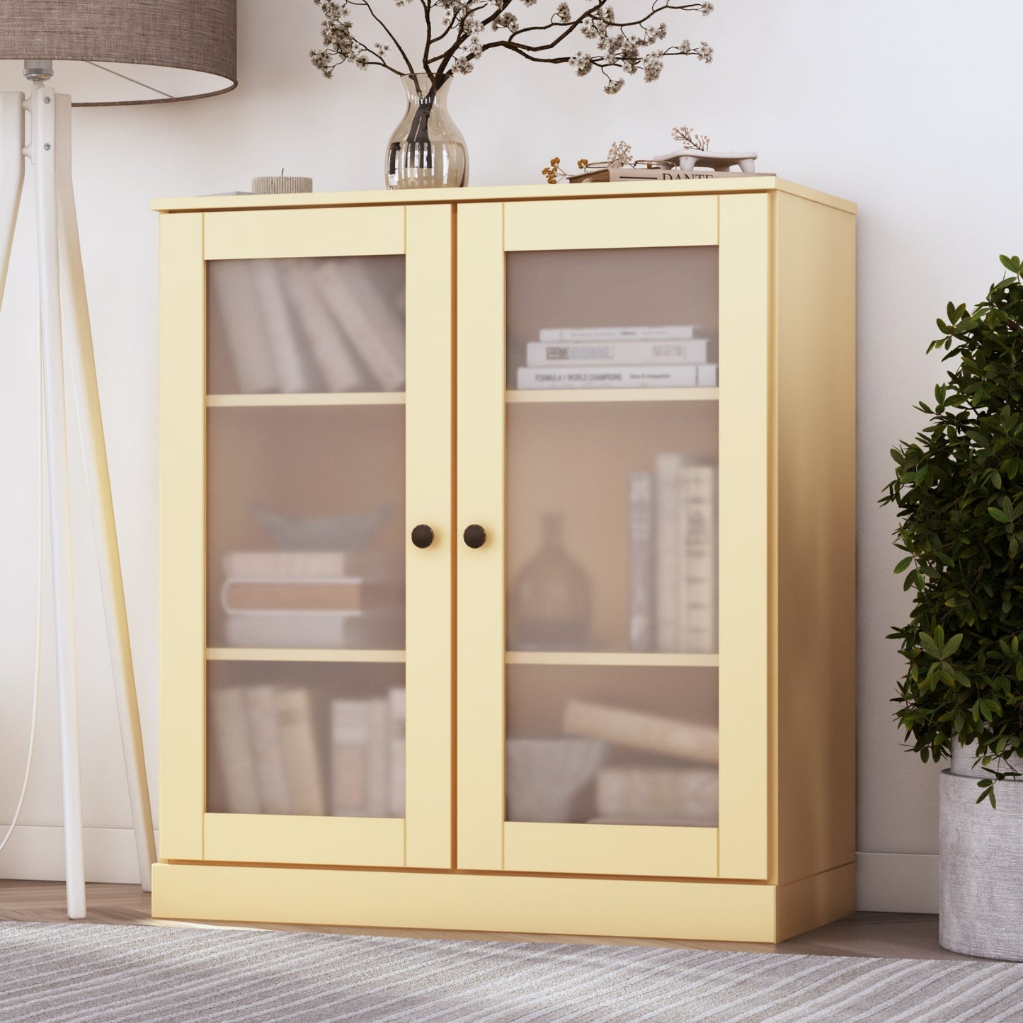 Bibliothèque 100 % bois massif à 3 étagères avec portes en option par Palace Imports