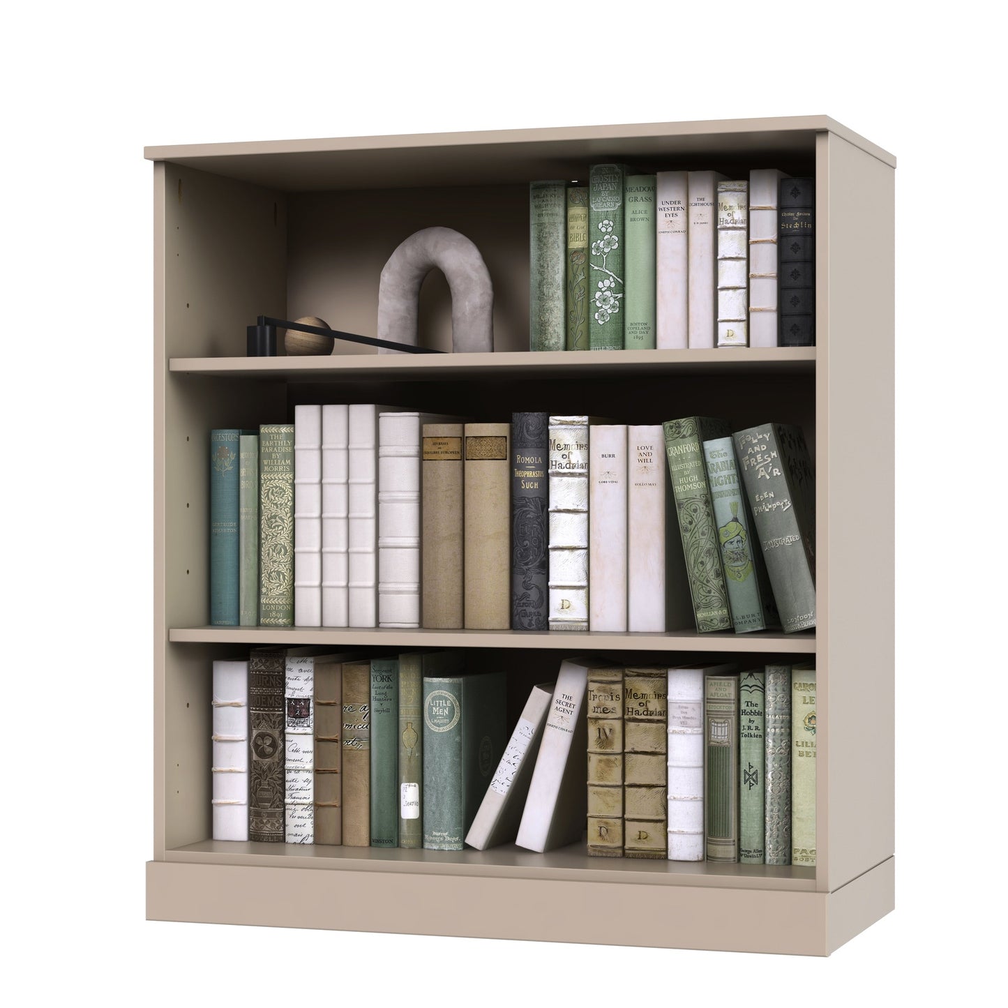 Bibliothèque 100 % bois massif à 3 étagères avec portes en option par Palace Imports