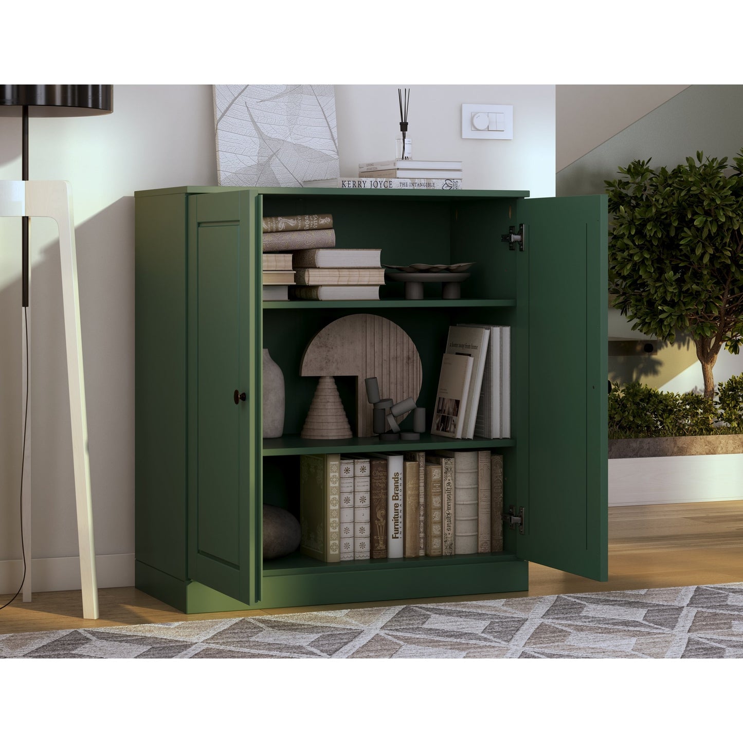 Bibliothèque 100 % bois massif à 3 étagères avec portes en option par Palace Imports