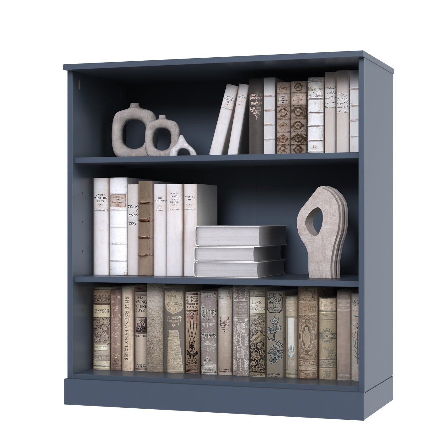 Bibliothèque 100 % bois massif à 3 étagères avec portes en option par Palace Imports