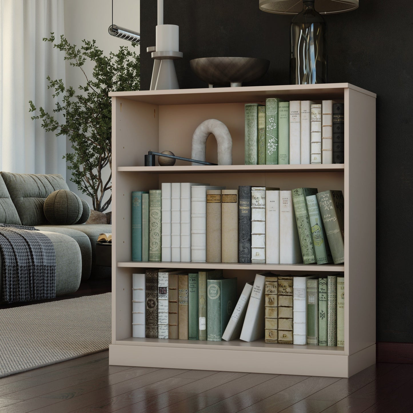 Bibliothèque 100 % bois massif à 3 étagères avec portes en option par Palace Imports