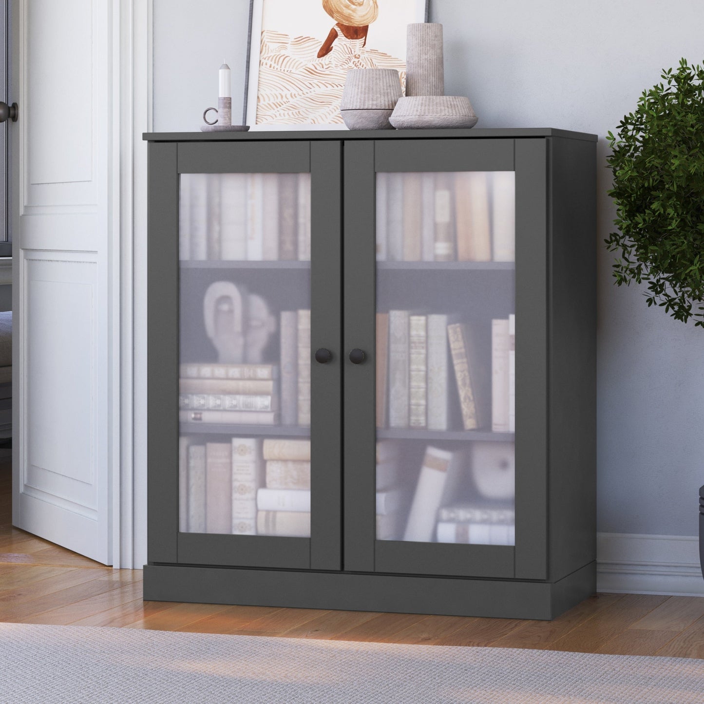 Bibliothèque 100 % bois massif à 3 étagères avec portes en option par Palace Imports