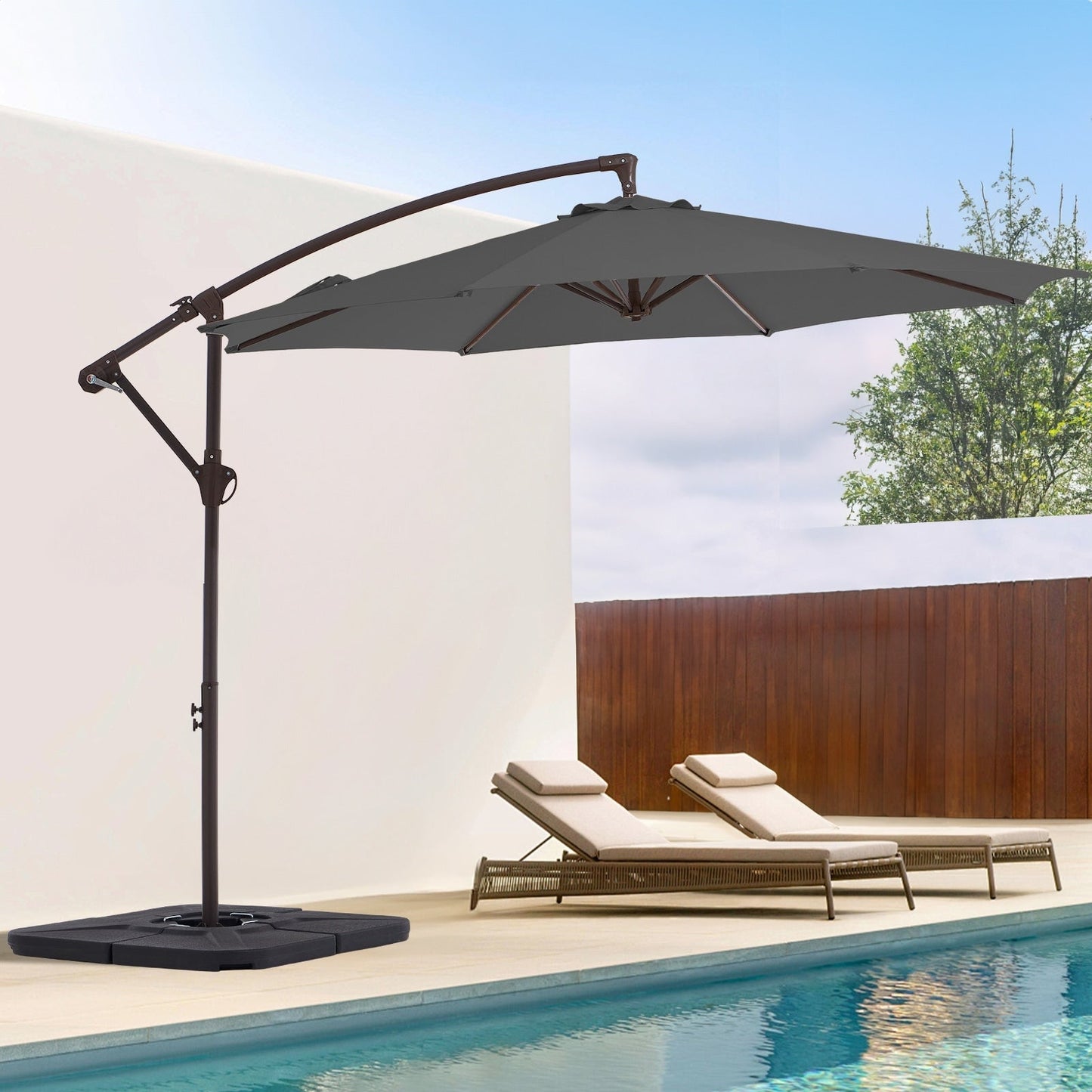 Parasol déporté suspendu à manivelle en acier de 10 pieds