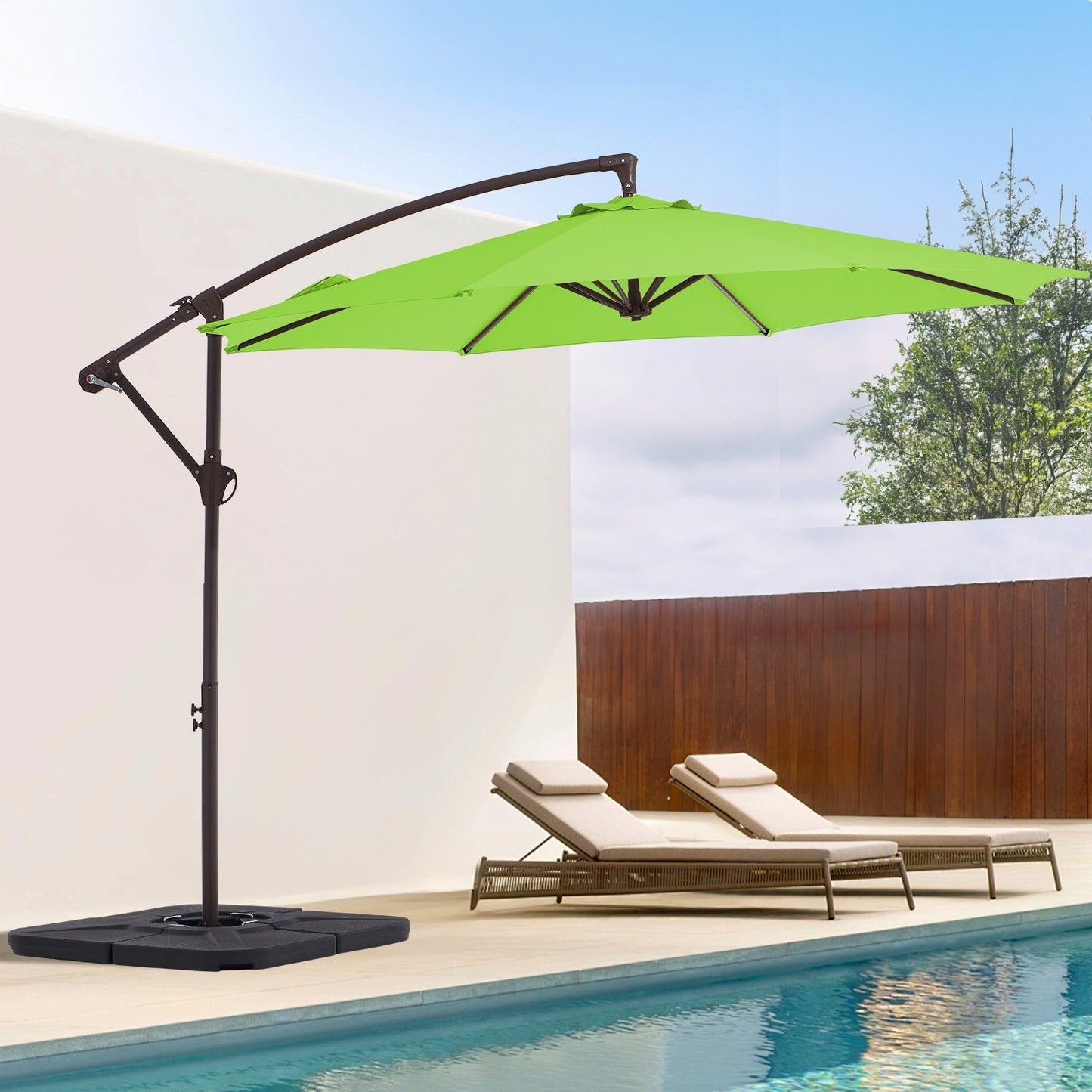 Parasol déporté suspendu à manivelle en acier de 10 pieds