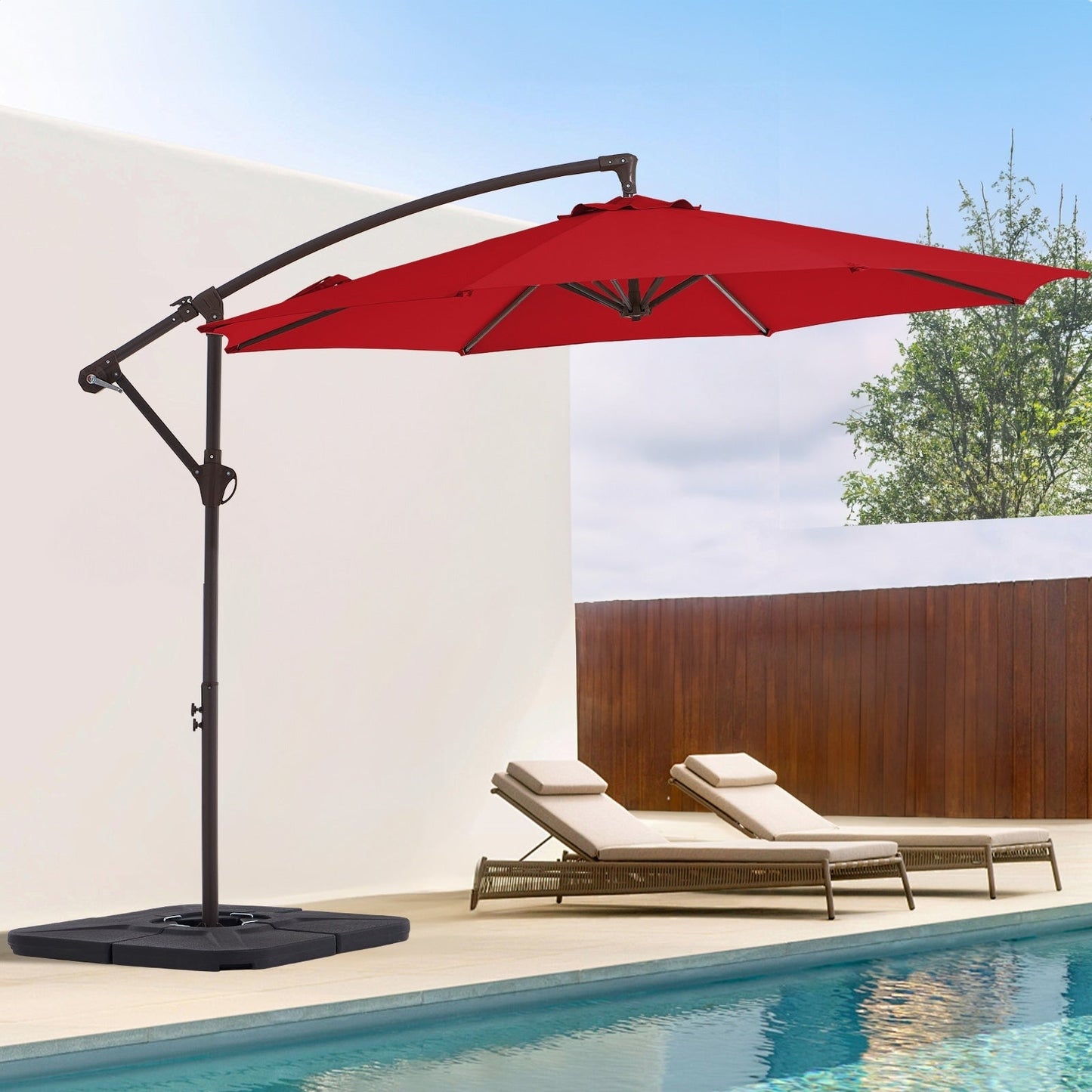 Parasol déporté suspendu à manivelle en acier de 10 pieds