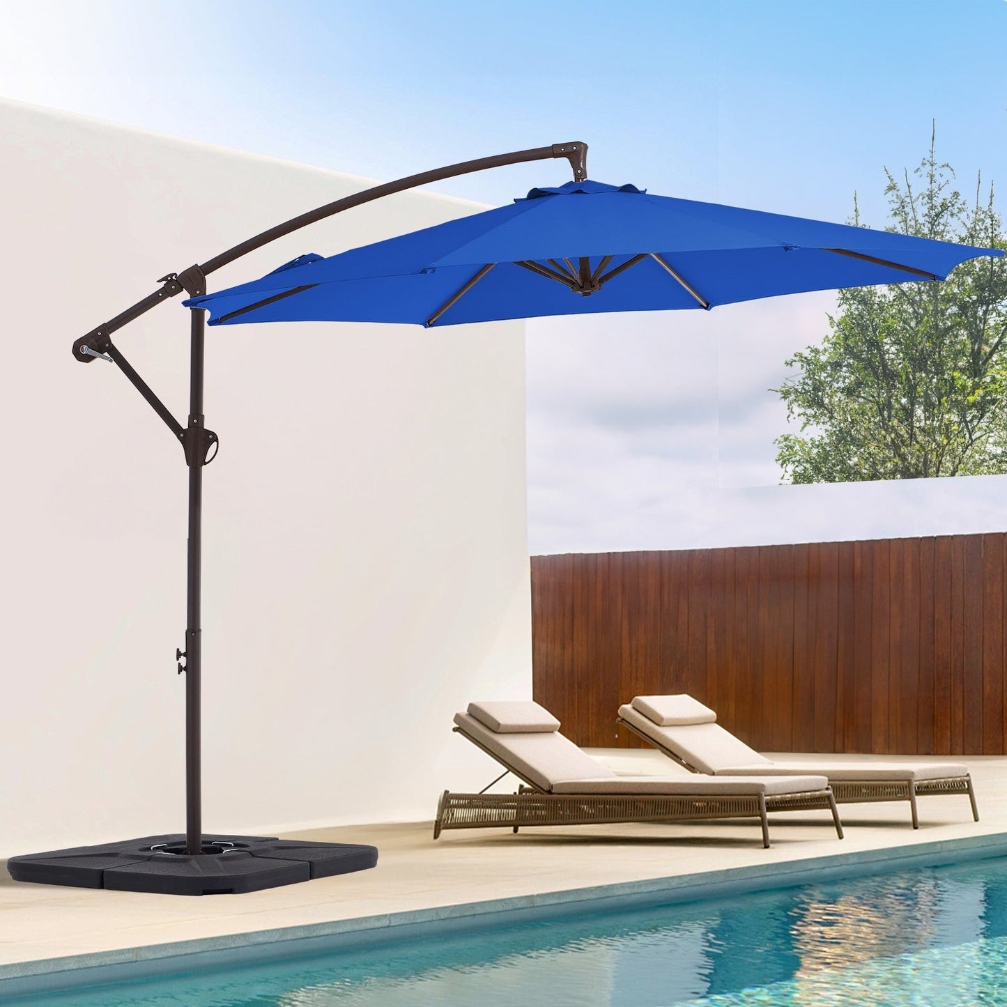 Parasol déporté suspendu à manivelle en acier de 10 pieds