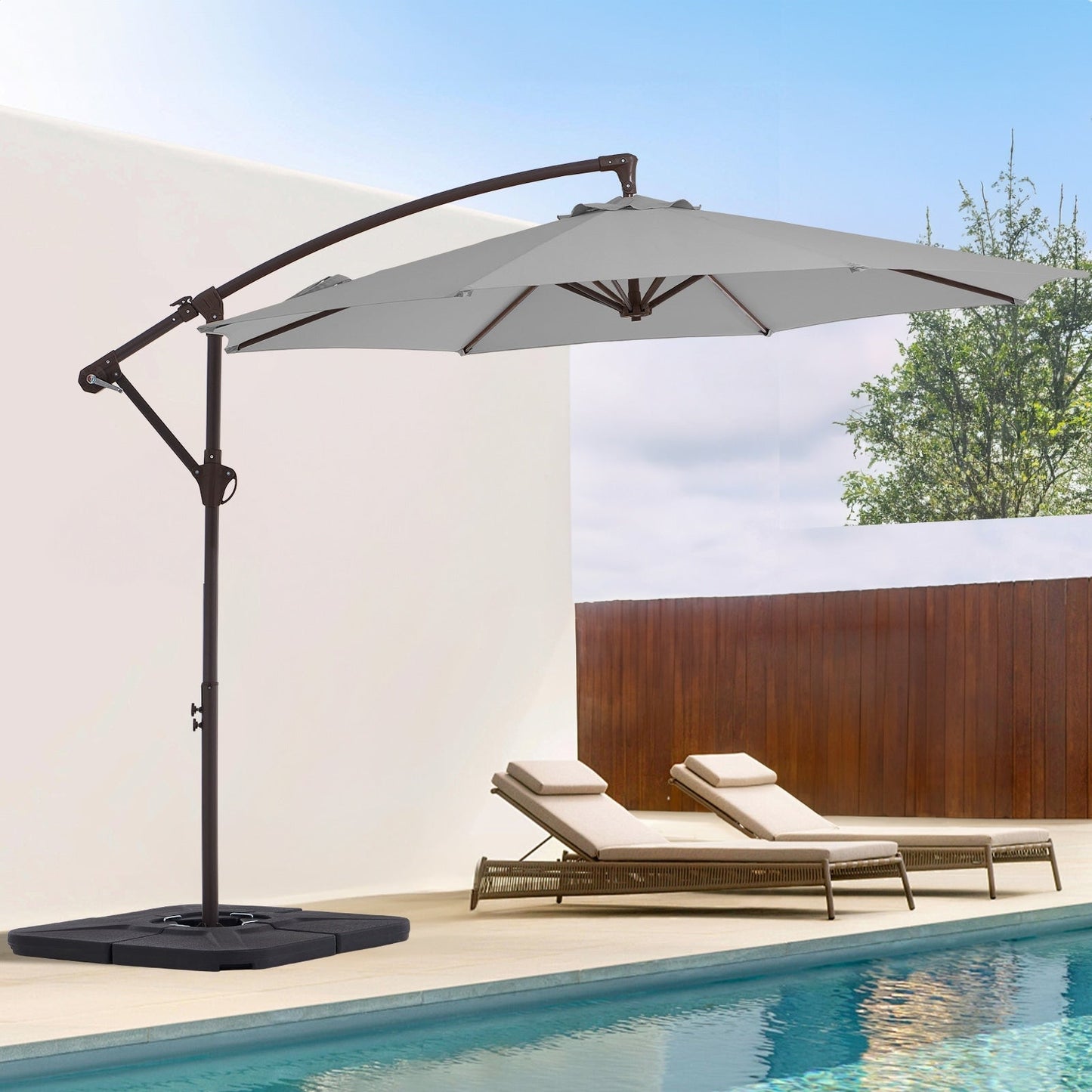 Parasol déporté suspendu à manivelle en acier de 10 pieds
