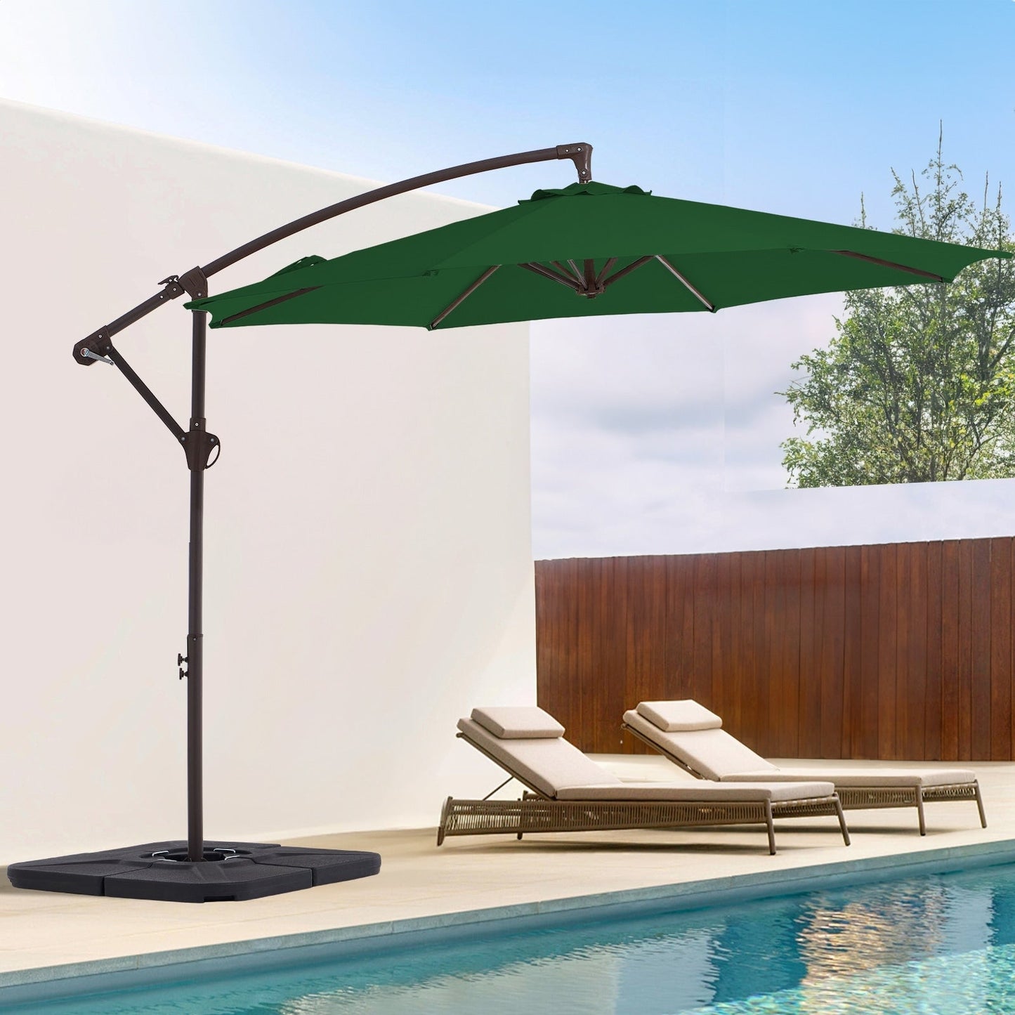 Parasol déporté suspendu à manivelle en acier de 10 pieds