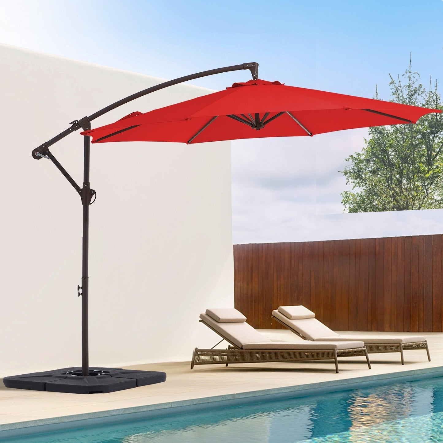 Parasol déporté suspendu à manivelle en acier de 10 pieds