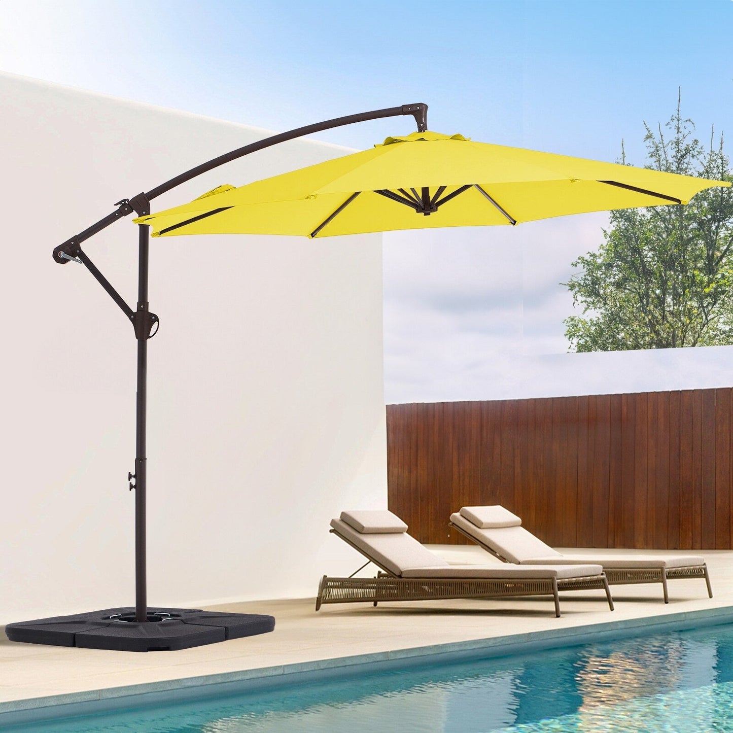 Parasol déporté suspendu à manivelle en acier de 10 pieds