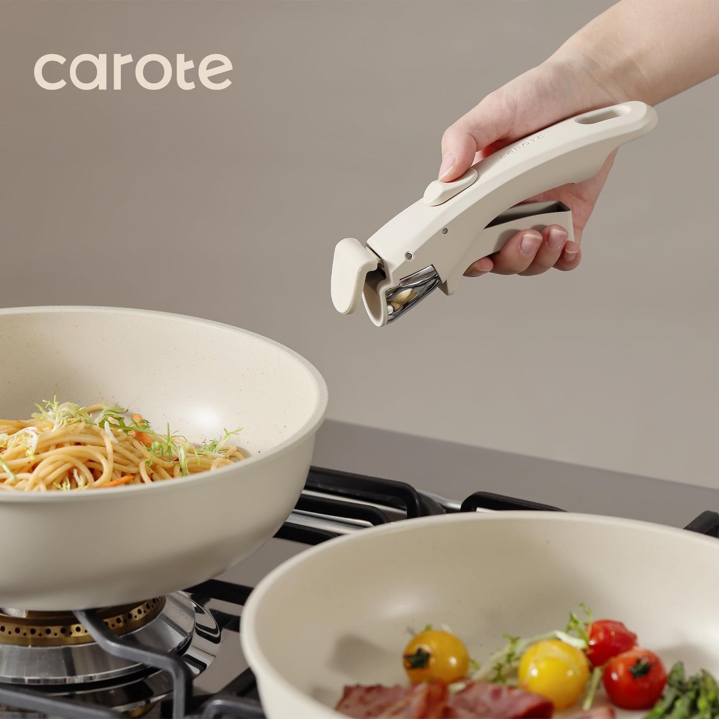 Ensemble de 11 casseroles et poêles antiadhésives avec poignée amovible, ustensiles de cuisine à induction antiadhésifs avec poignée amovible