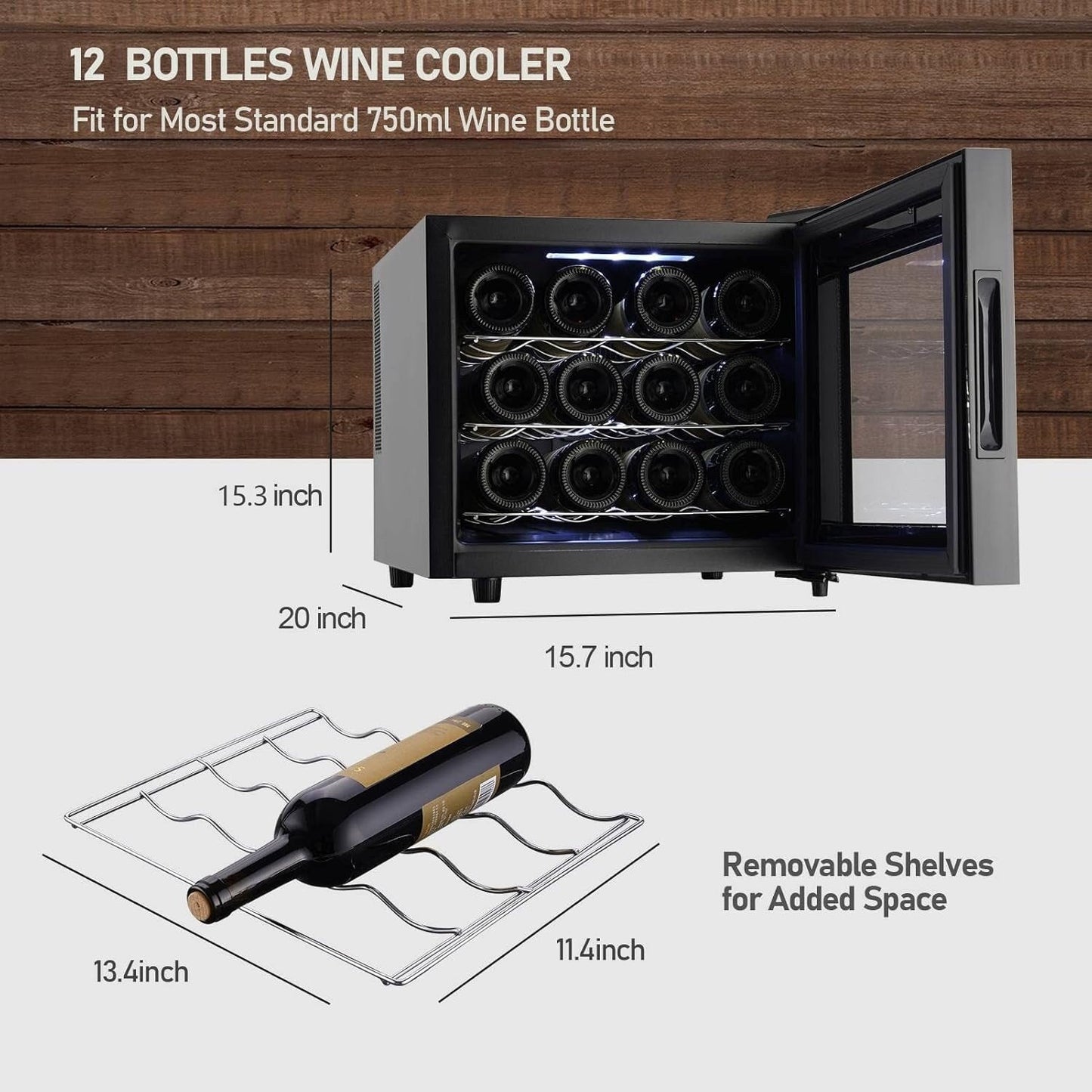 Réfrigérateur à vin 12 bouteilles, mini-cave à vin (12-18 °C), refroidisseur à vin de comptoir avec contrôle numérique de la température