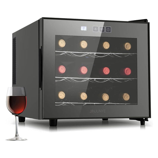 Réfrigérateur à vin 12 bouteilles, mini-cave à vin (12-18 °C), refroidisseur à vin de comptoir avec contrôle numérique de la température