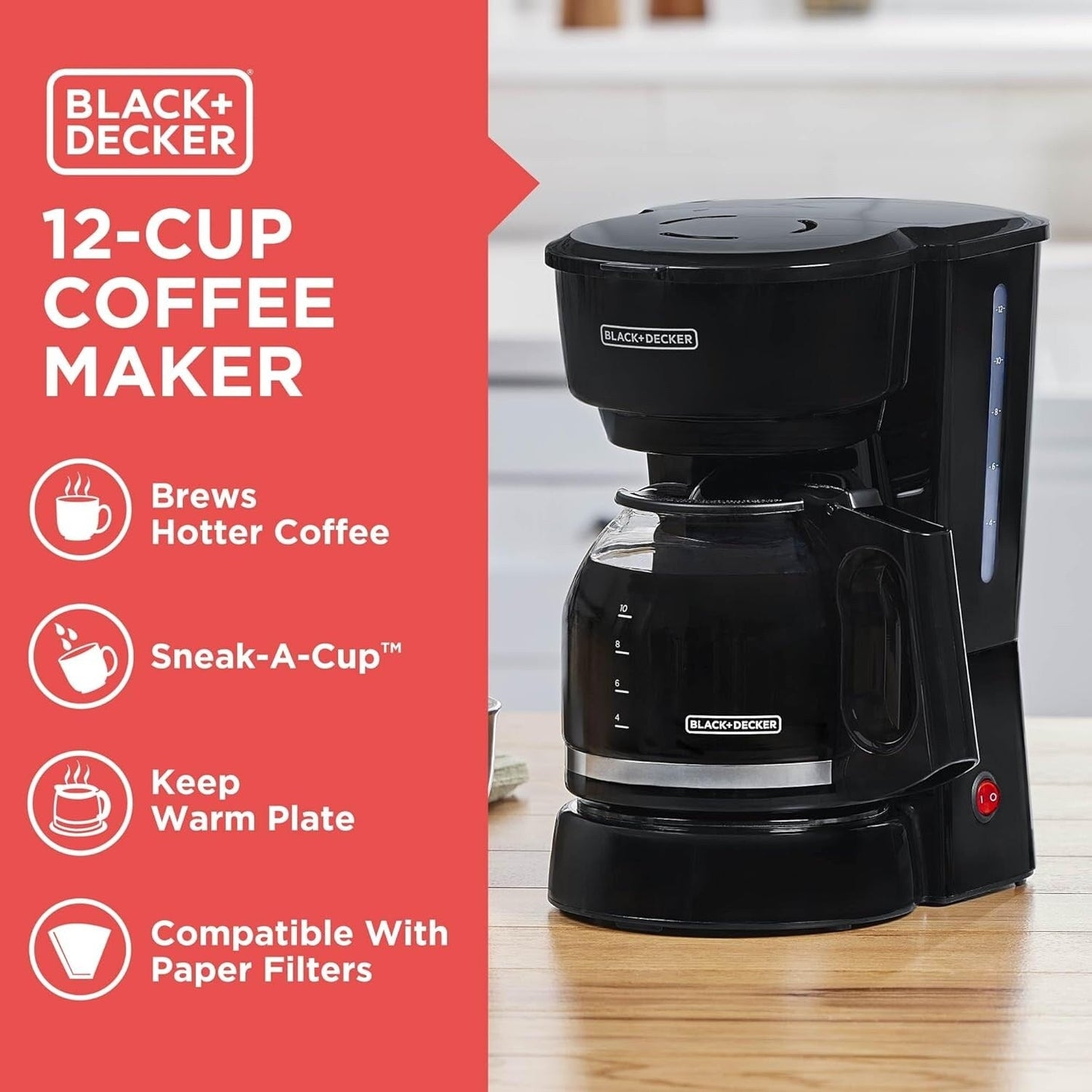 Cafetière 12 tasses, technologie Vortex, carafe anti-goutte