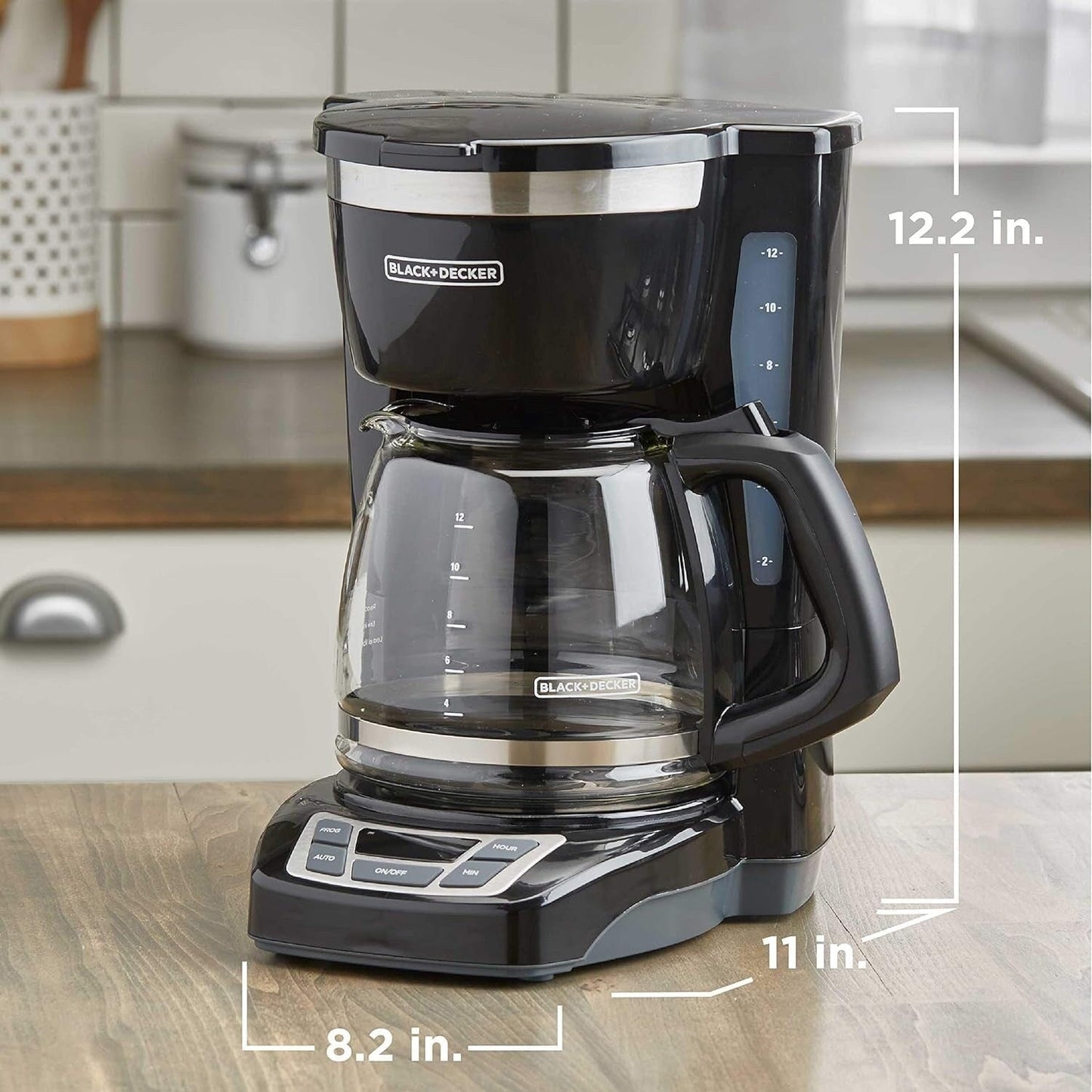 Cafetière numérique 12 tasses, programmable, filtre lavable, Sneak-A-Cup, infusion automatique, maintien de la plaque chauffante, noire
