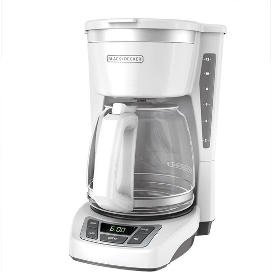 Cafetière numérique 12 tasses, programmable, filtre lavable, Sneak-A-Cup, infusion automatique, maintien de la plaque chauffante, blanche