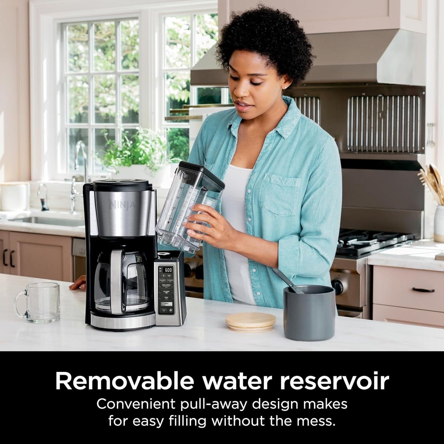 Cafetière programmable 12 tasses, 2 modes d'infusion, plaque chauffante réglable, réservoir de 1,7 l, infusion différée, acier inoxydable noir
