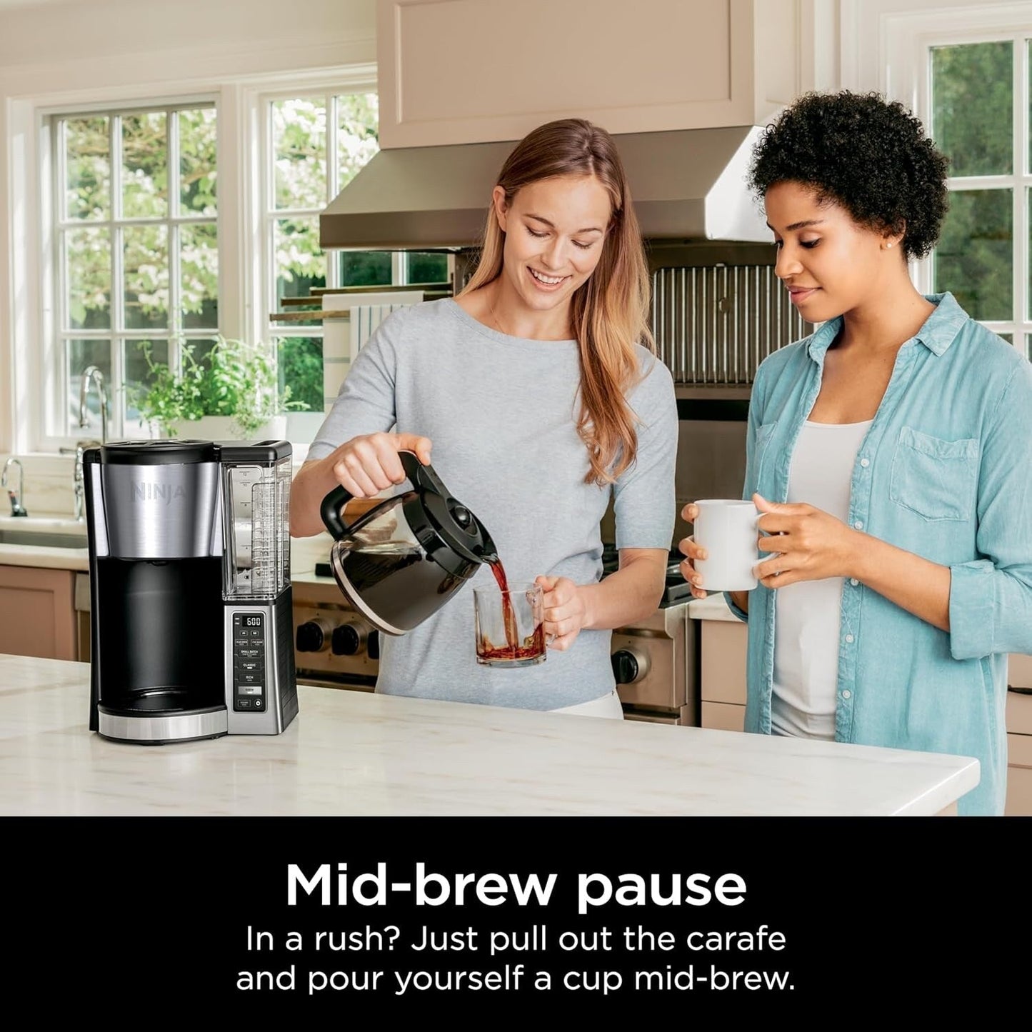 Cafetière programmable 12 tasses, 2 modes d'infusion, plaque chauffante réglable, réservoir de 1,7 l, infusion différée, acier inoxydable noir