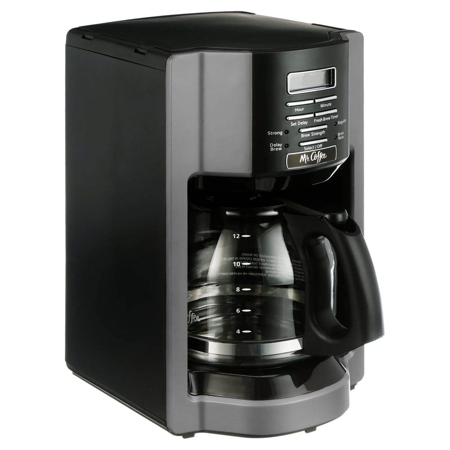Cafetière programmable 12 tasses à infusion rapide, couleur argent