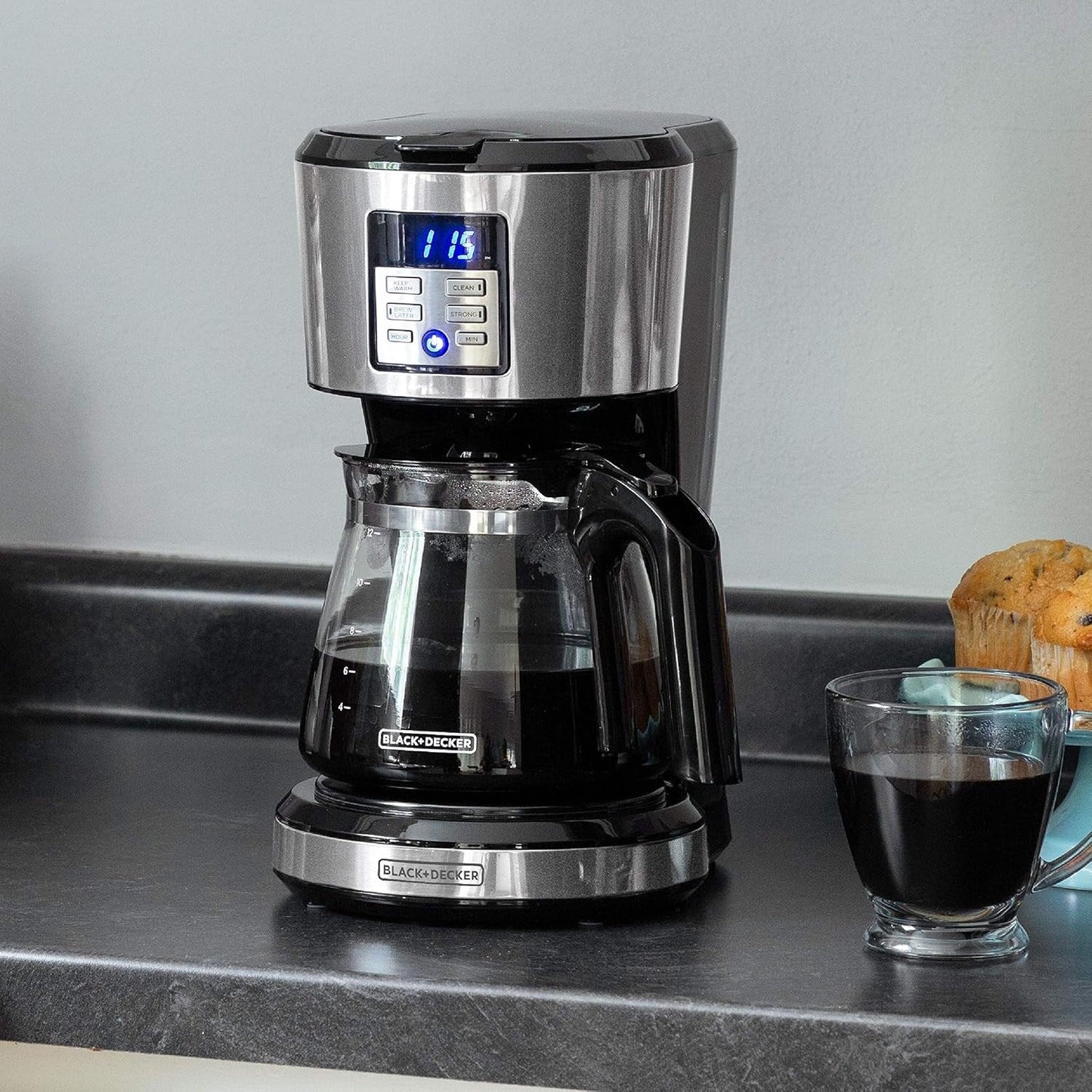 Cafetière programmable 12 tasses, technologie Vortex Brew, noire