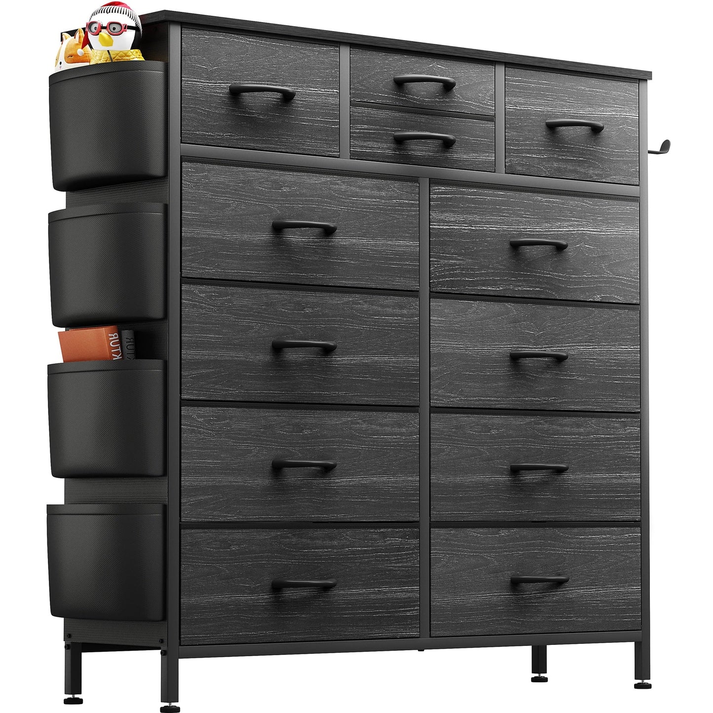 Commode haute en tissu à 12 tiroirs pour chambre à coucher