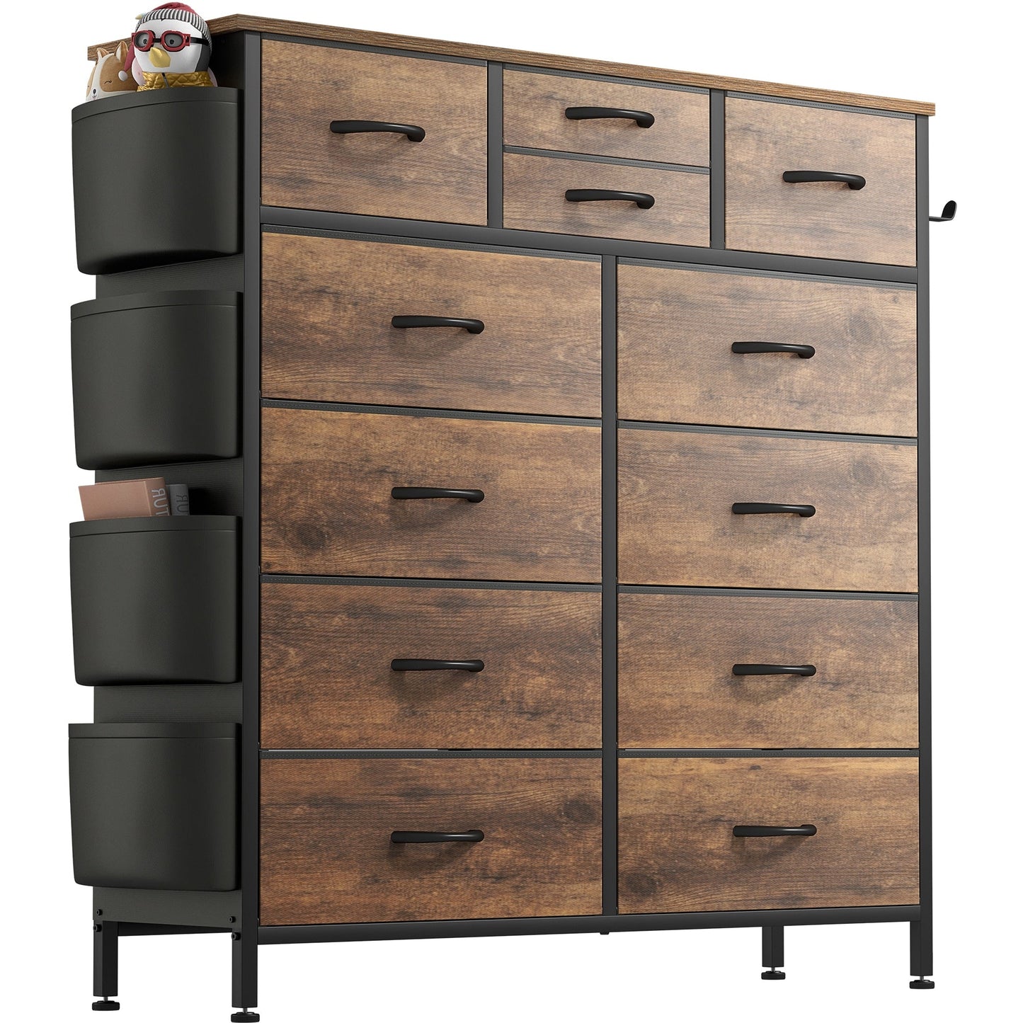 Commode haute en tissu à 12 tiroirs pour chambre à coucher