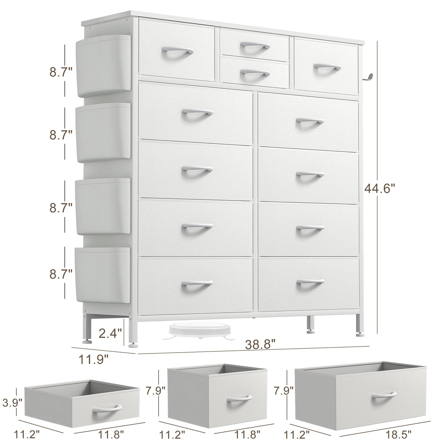 Commode haute en tissu à 12 tiroirs pour chambre à coucher