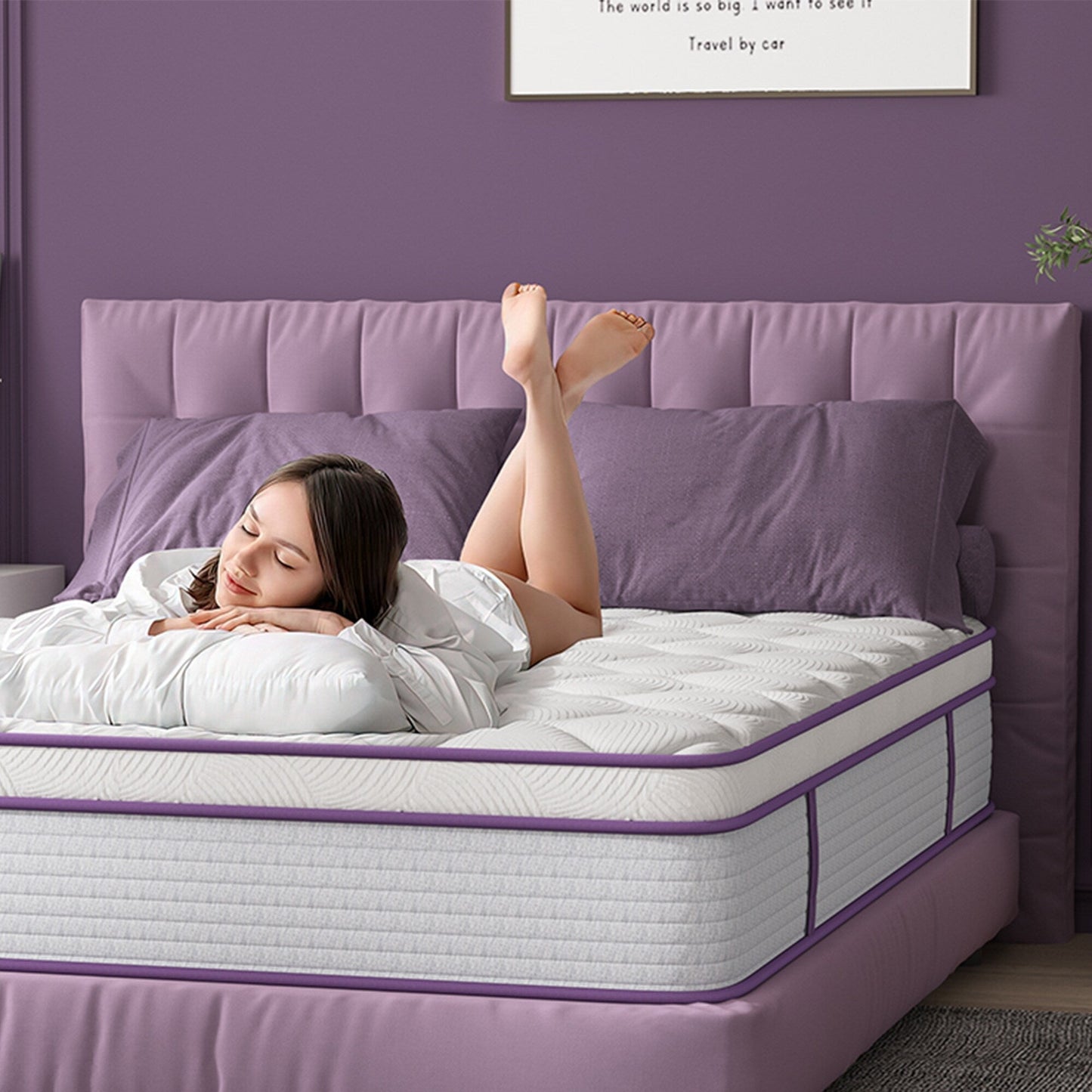 Matelas hybride 12 pouces, mousse à mémoire de forme et ressorts ensachés individuellement, matelas dans une boîte