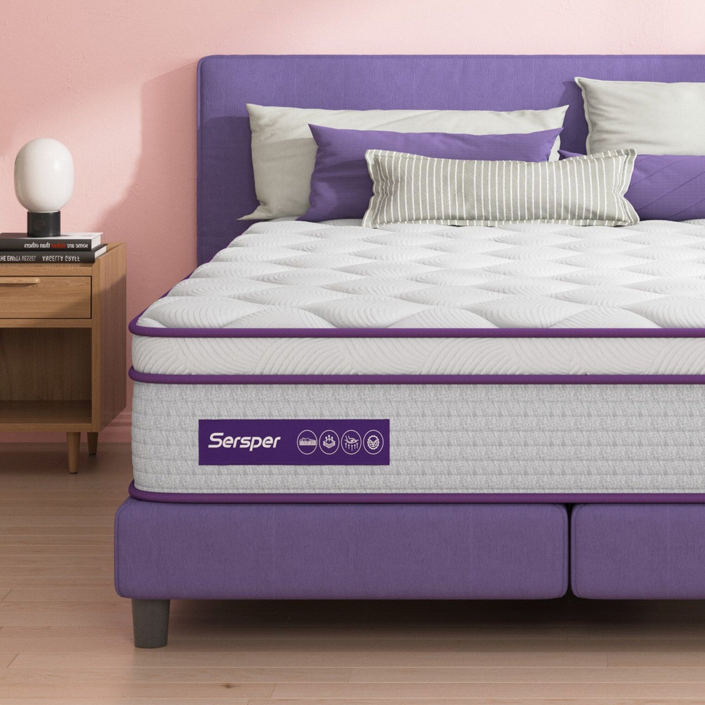 Matelas hybride 12 pouces, mousse à mémoire de forme et ressorts ensachés individuellement, matelas dans une boîte