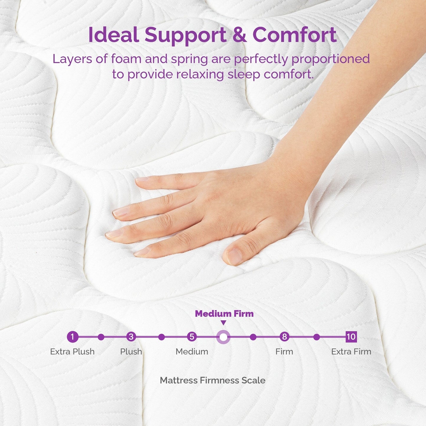 Matelas hybride 12 pouces, mousse à mémoire de forme et ressorts ensachés individuellement, matelas dans une boîte