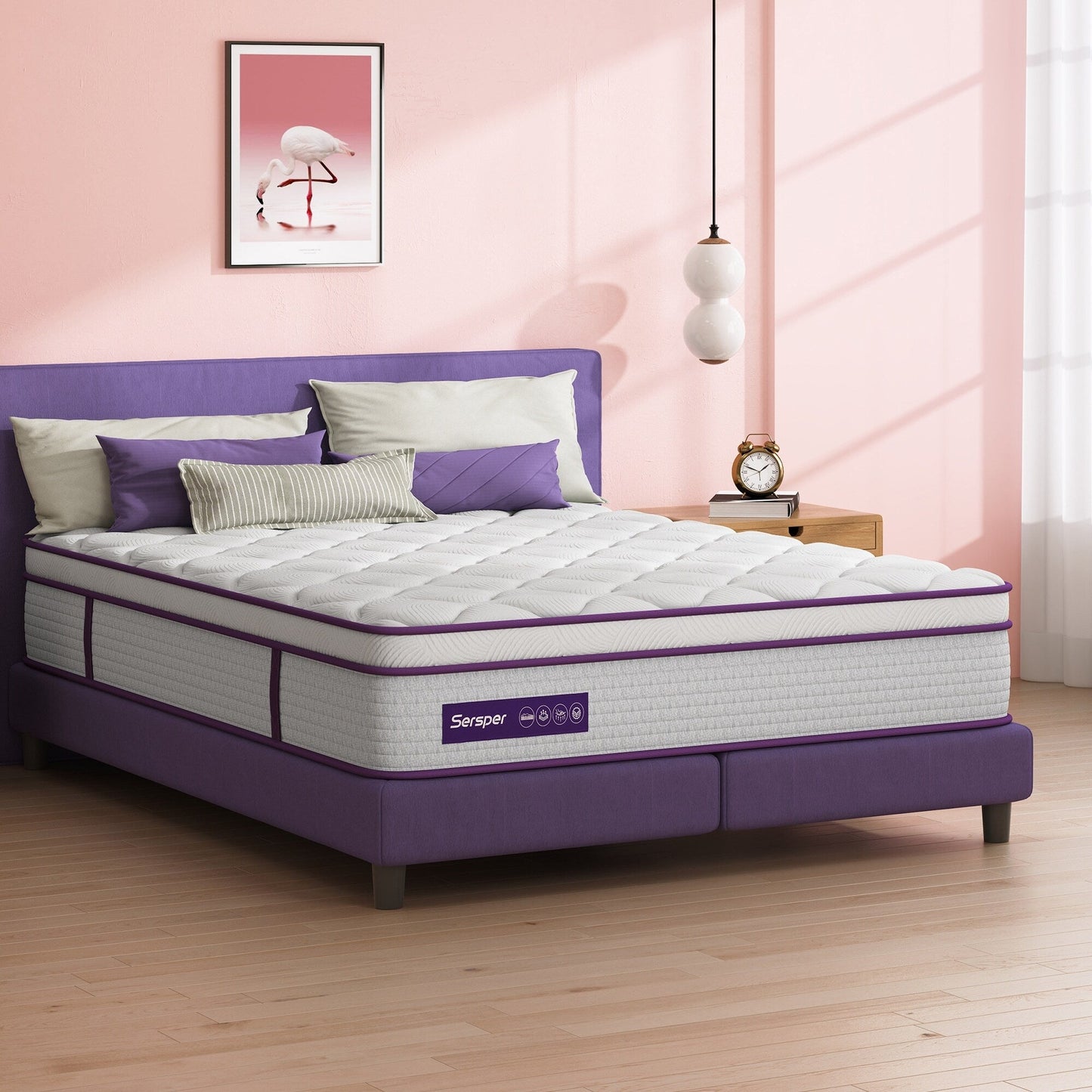 Matelas hybride 12 pouces, mousse à mémoire de forme et ressorts ensachés individuellement, matelas dans une boîte