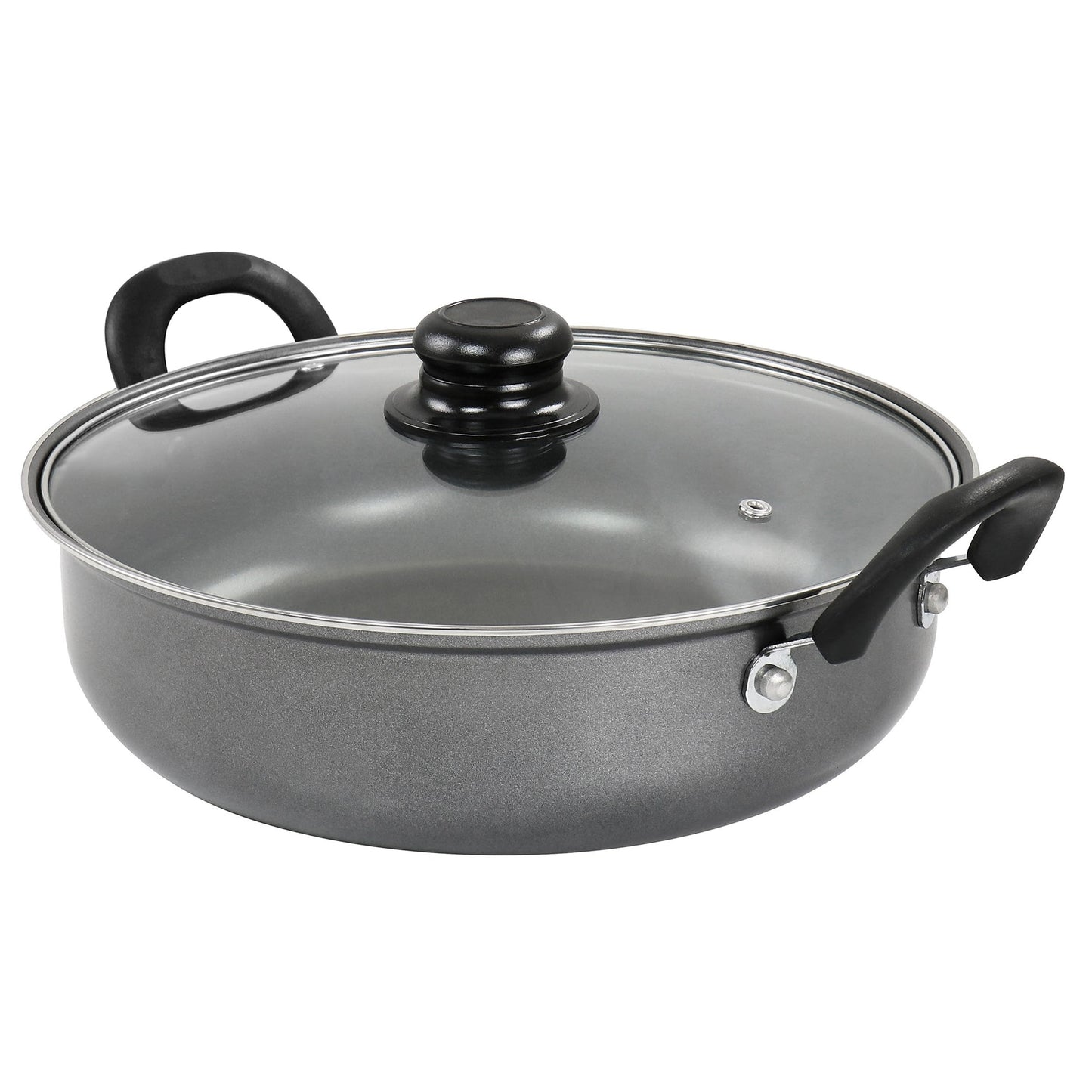 Poêle antiadhésive tout usage Highberry de 12 pouces avec couvercle, gris
