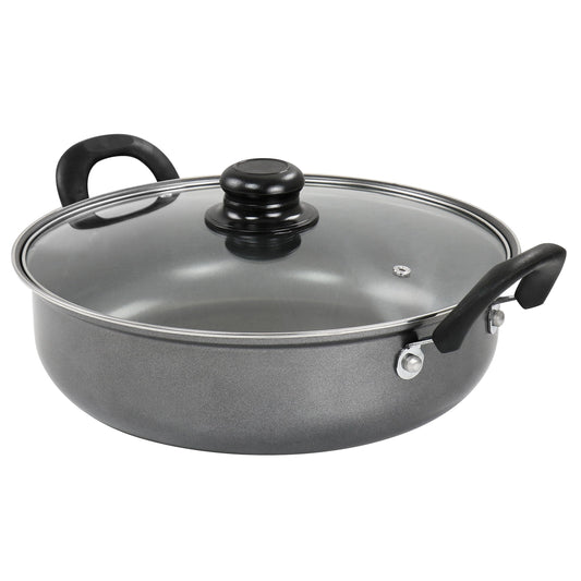 Poêle antiadhésive tout usage Highberry de 12 pouces avec couvercle, gris