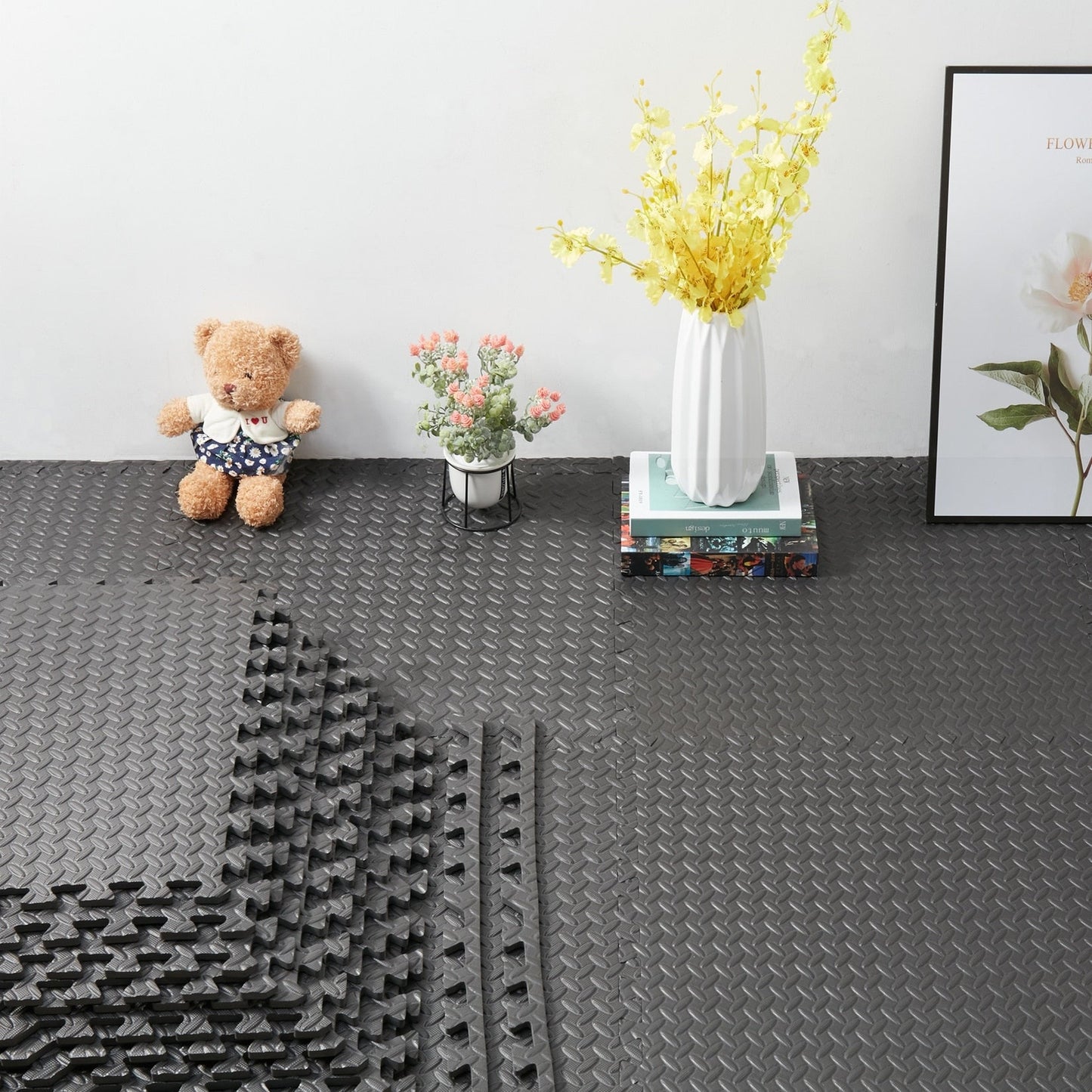 12 dalles de sol en mousse pour salle de sport, 24 x 24, tapis de sol emboîtables, 48 pi²