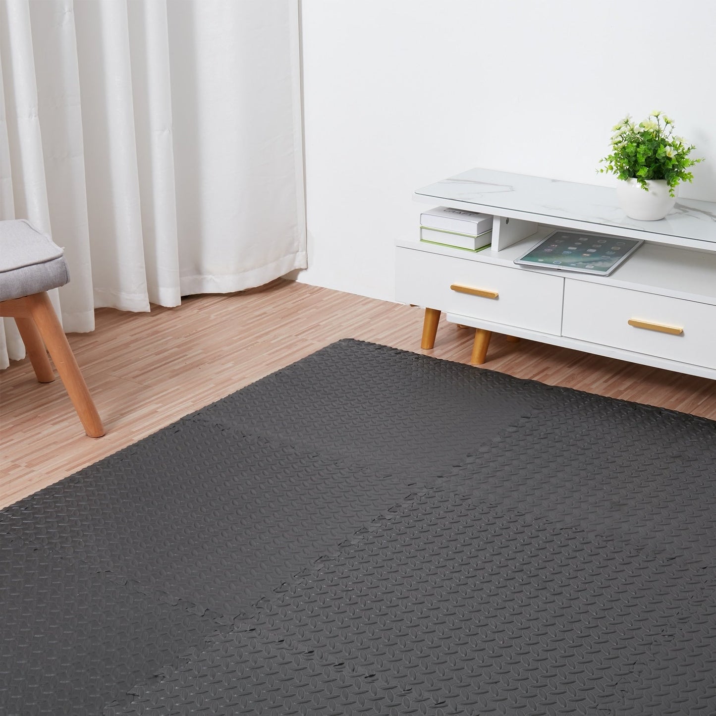 12 dalles de sol en mousse pour salle de sport, 24 x 24, tapis de sol emboîtables, 48 pi²