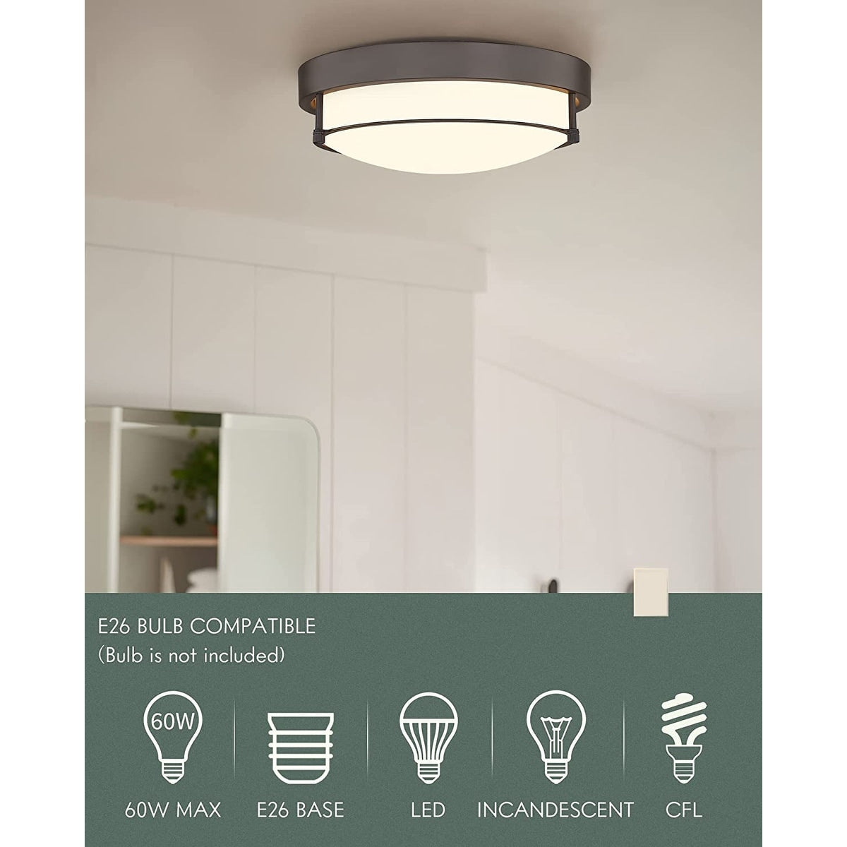 Plafonnier moderne à 2 lumières et 12 pouces