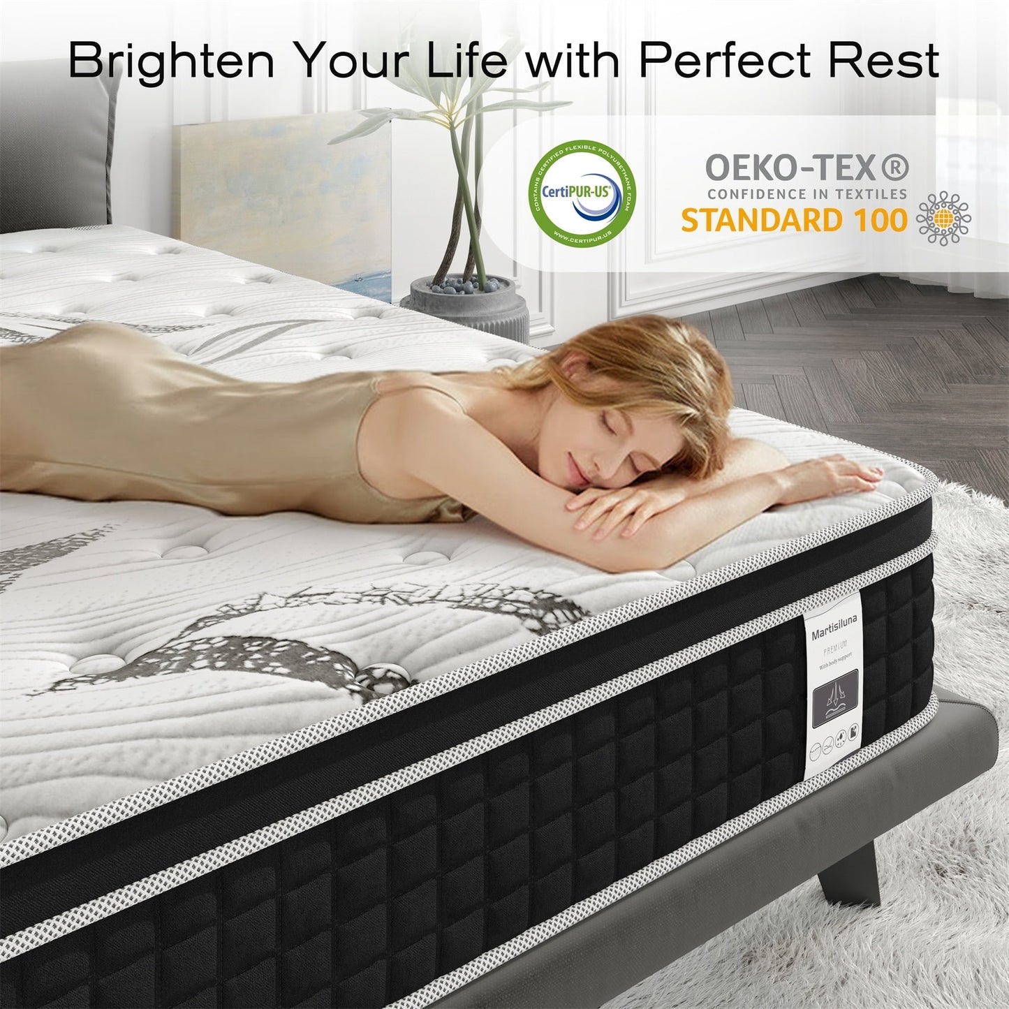 Matelas hybride en mousse à mémoire de forme de 12 pouces dans une boîte
