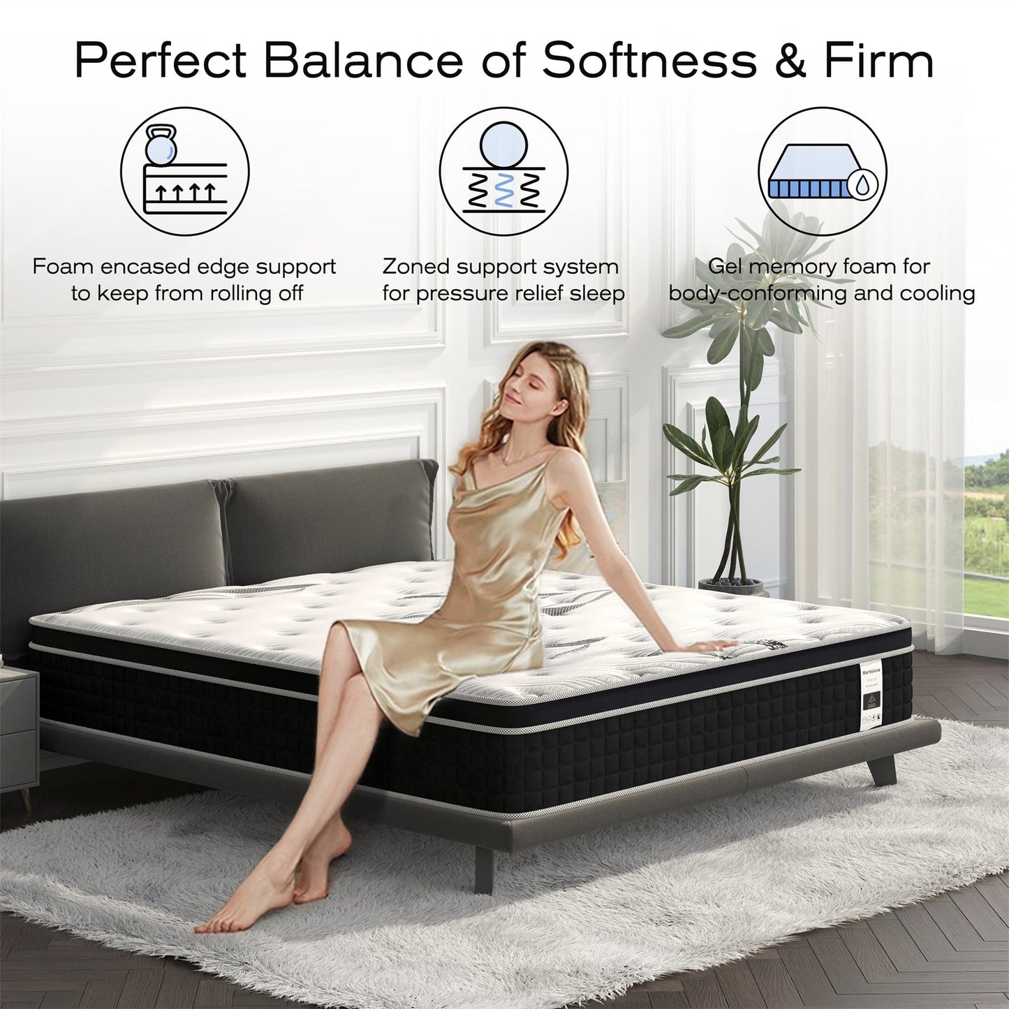 Matelas hybride en mousse à mémoire de forme de 12 pouces dans une boîte