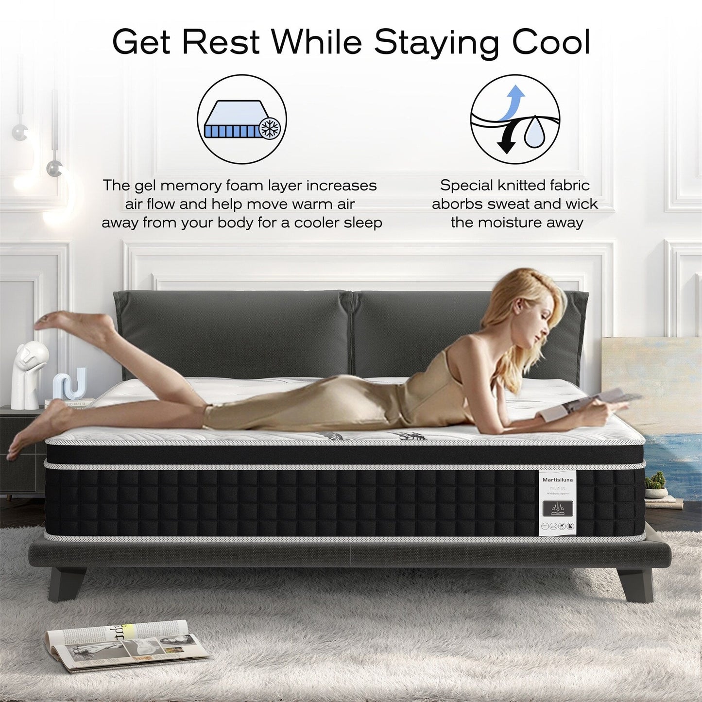 Matelas hybride en mousse à mémoire de forme de 12 pouces dans une boîte