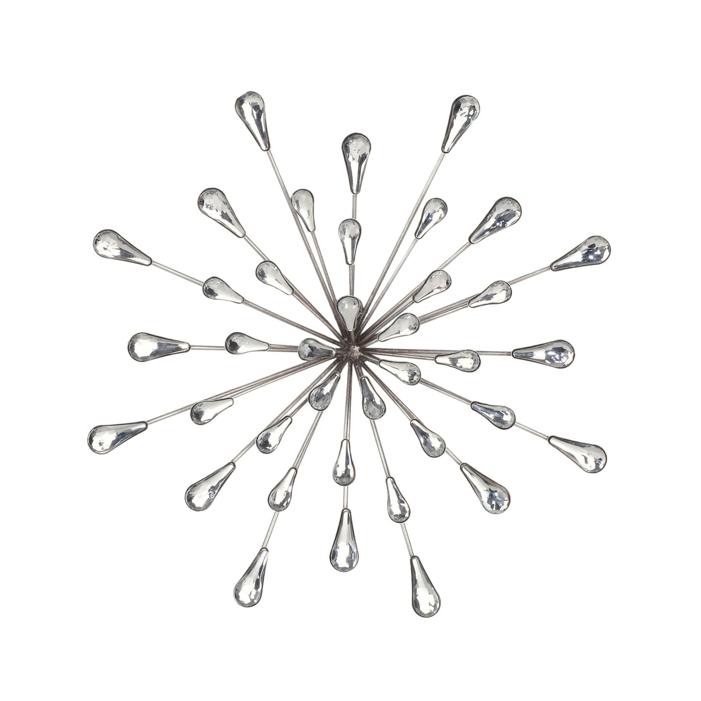 Décoration murale en métal argenté et perles transparentes de 12,5 diamètres