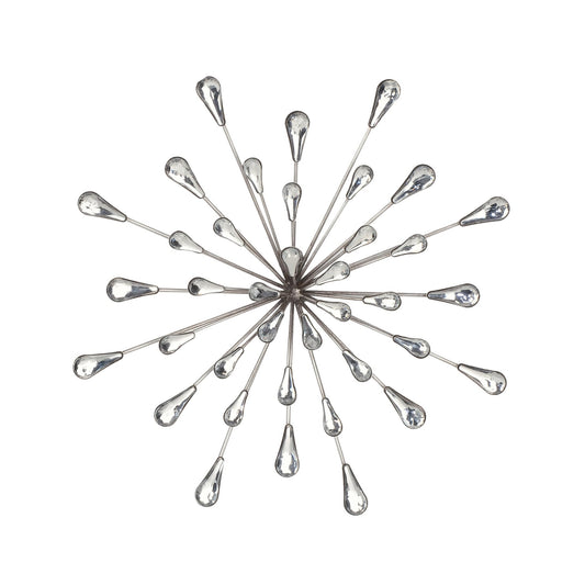 Décoration murale en métal argenté et perles transparentes de 12,5 diamètres