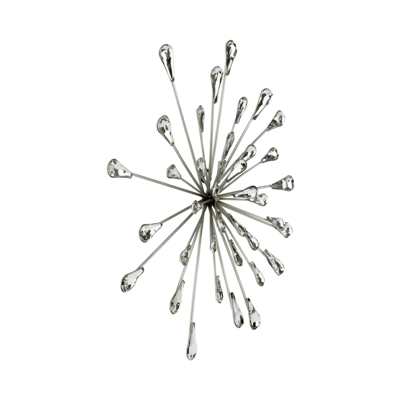 Décoration murale en métal argenté et perles transparentes de 12,5 diamètres