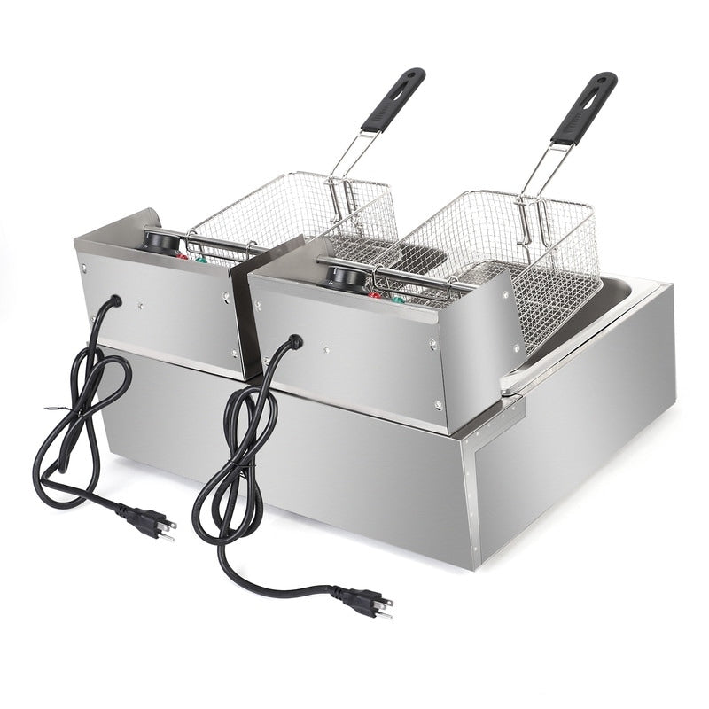Friteuse électrique à double cylindre en acier inoxydable de 12,7 QT/12 L